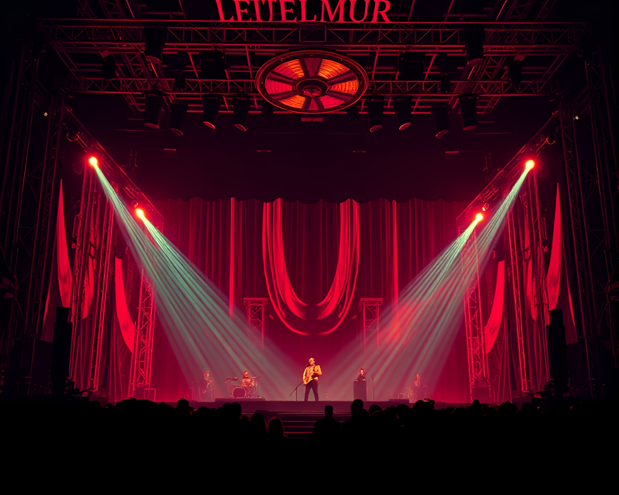 Eldritch Horror on Concert Stage with Scan Lines – free AI stock image