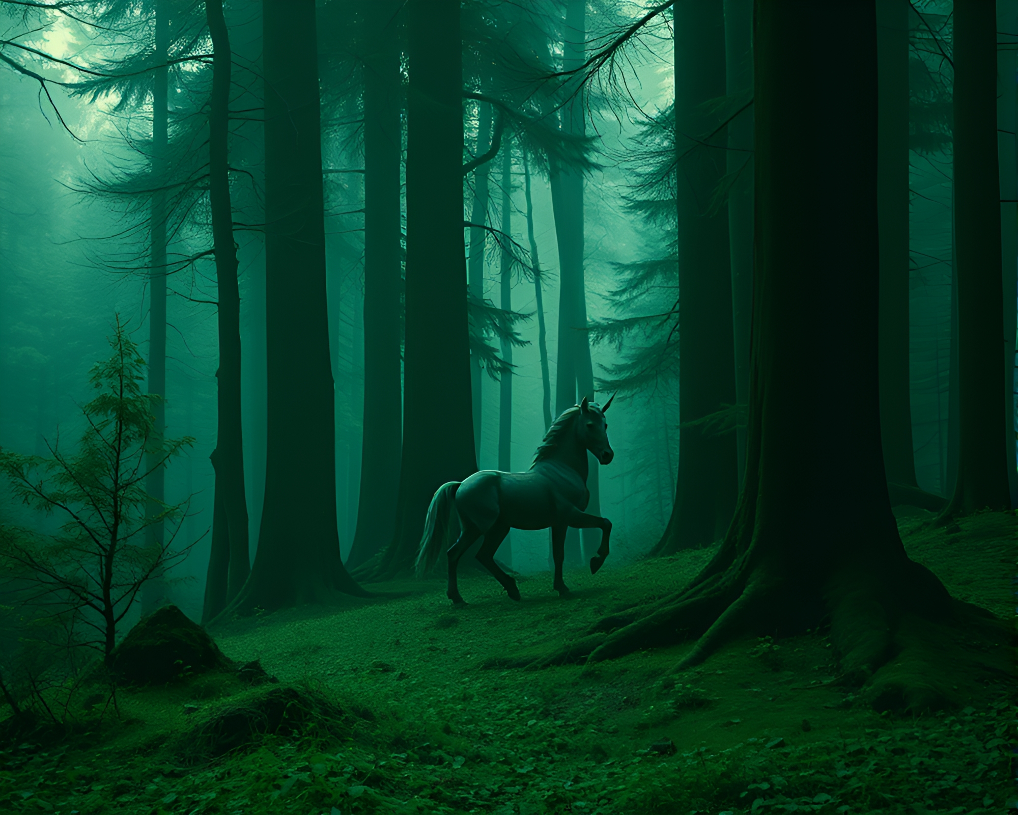 Minimalist Dystopian Enchanted Forest Centaur Art – free AI stock image