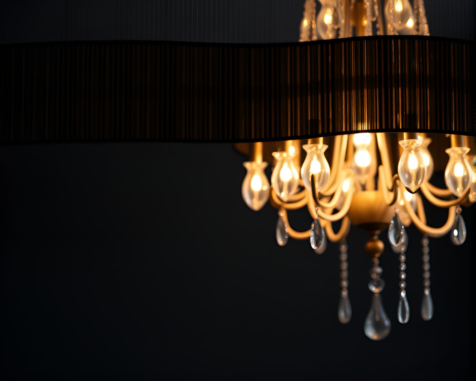 Elegant Striped Chandelier amidst Volcanic Ash Haze – free AI stock image