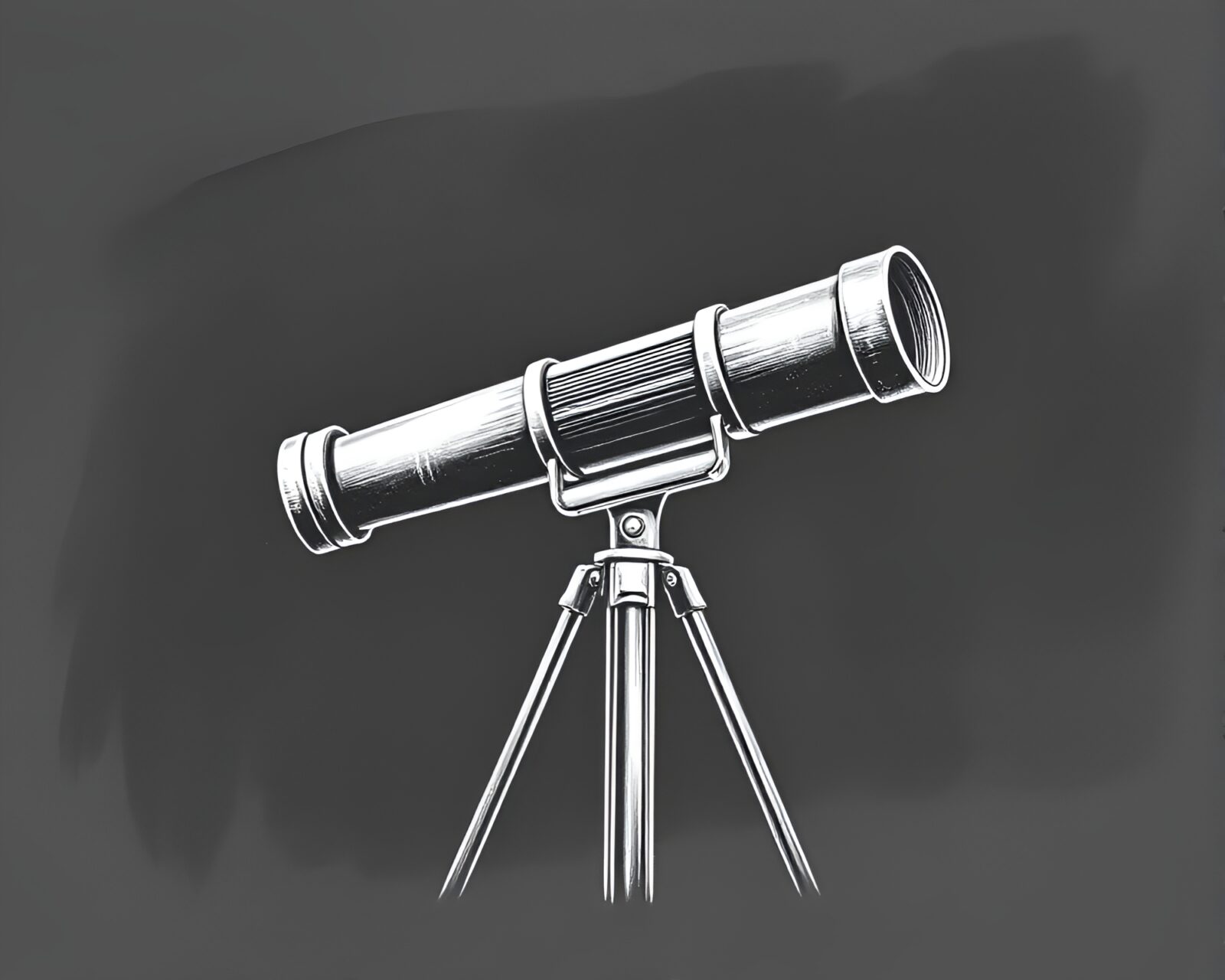 Vector art of antique telescope on gray chalkboard