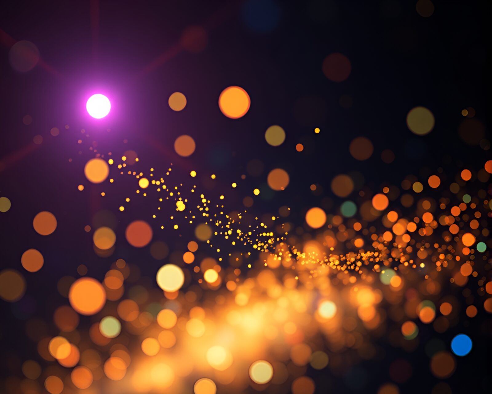 Abstract composition of glowing dots in dark environment