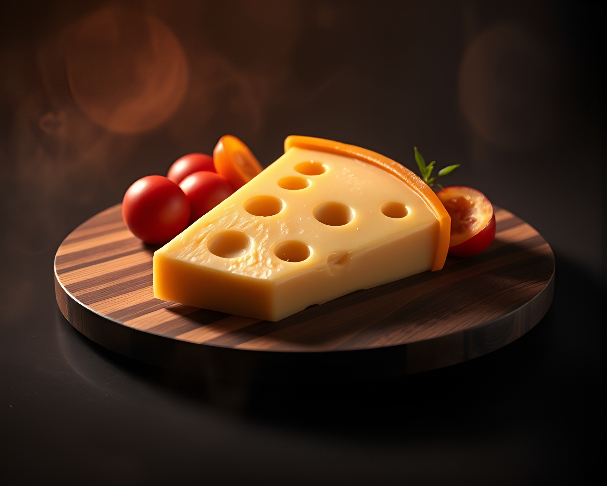 Smoke-veiled Cheese Platter with Barcode Stripes – free AI stock image