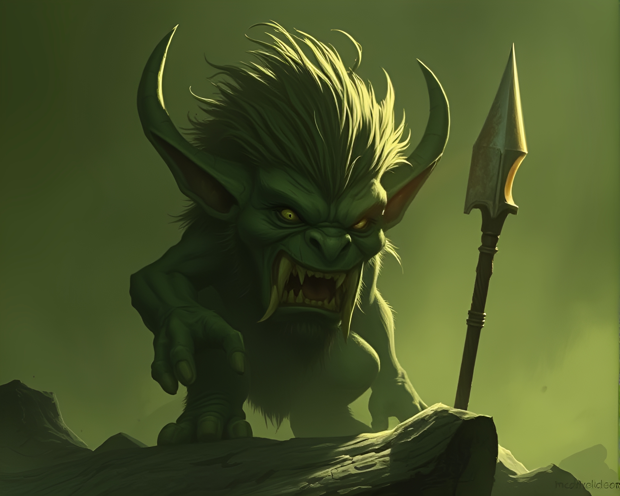 Fantasy Troll Under Lens Flare Light – free AI stock image