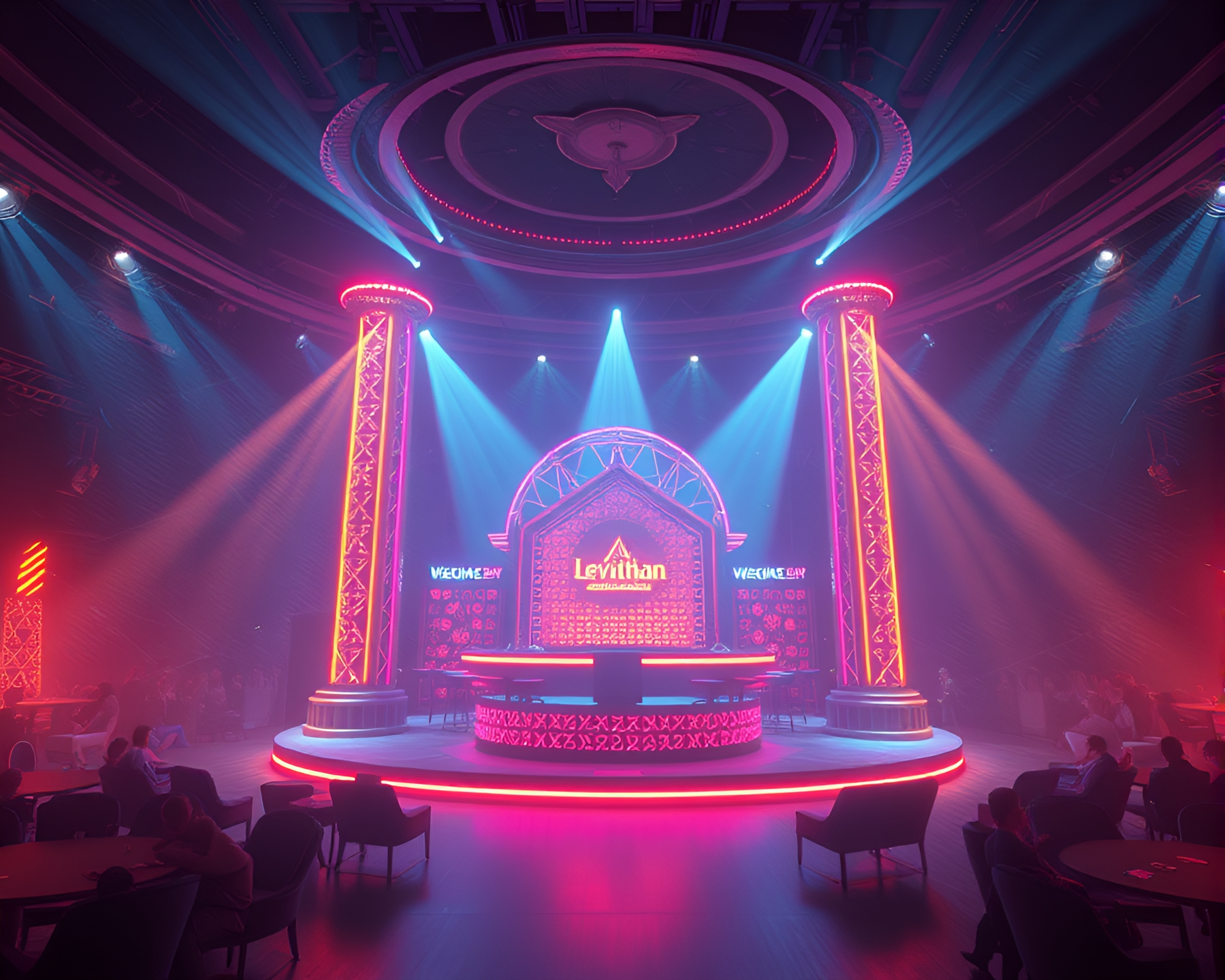 Leviathan Encounter in Strobe Lit Club – free AI stock image