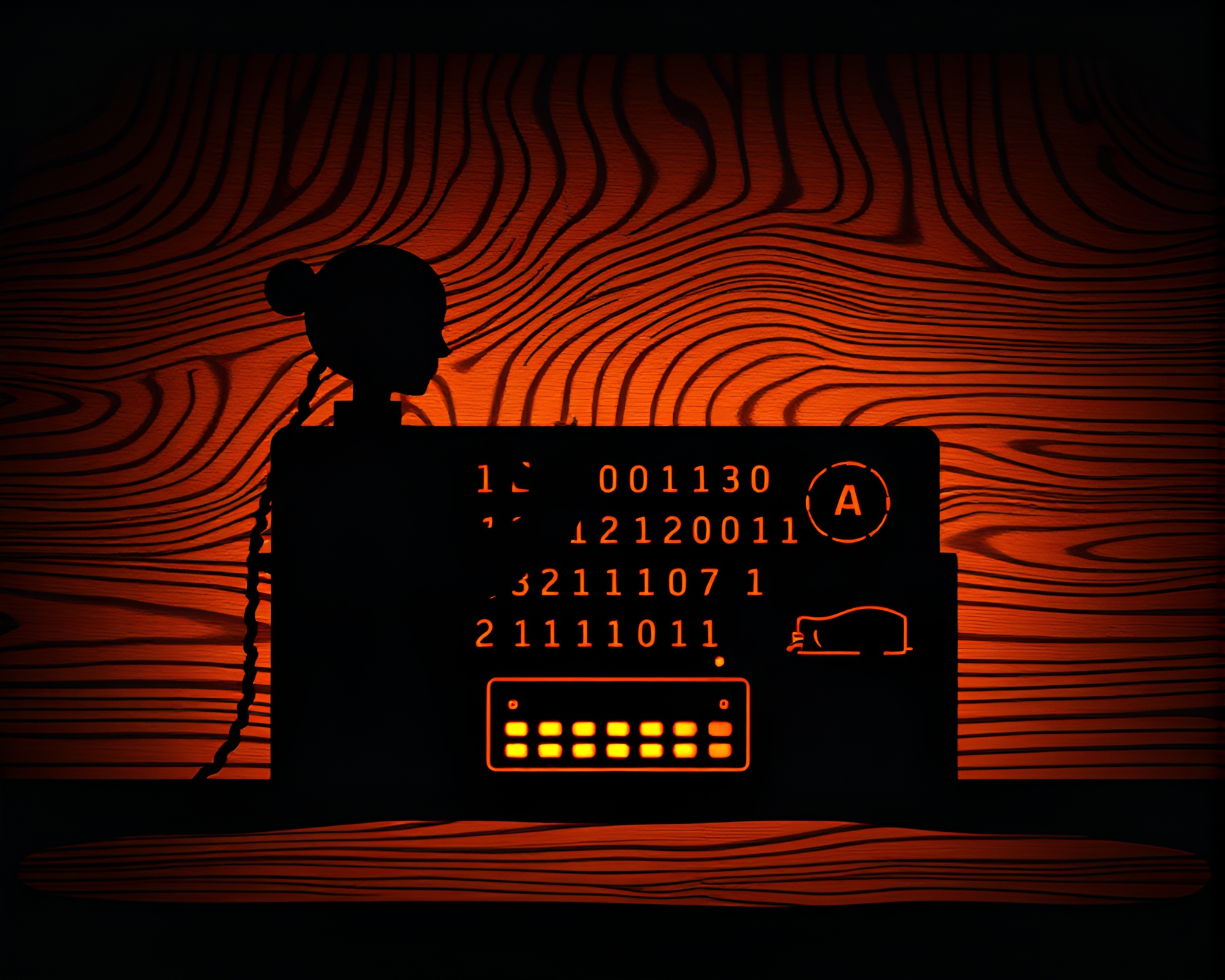 Wood Grain Morse Code Silhouette Tattoo Flash – free AI stock image