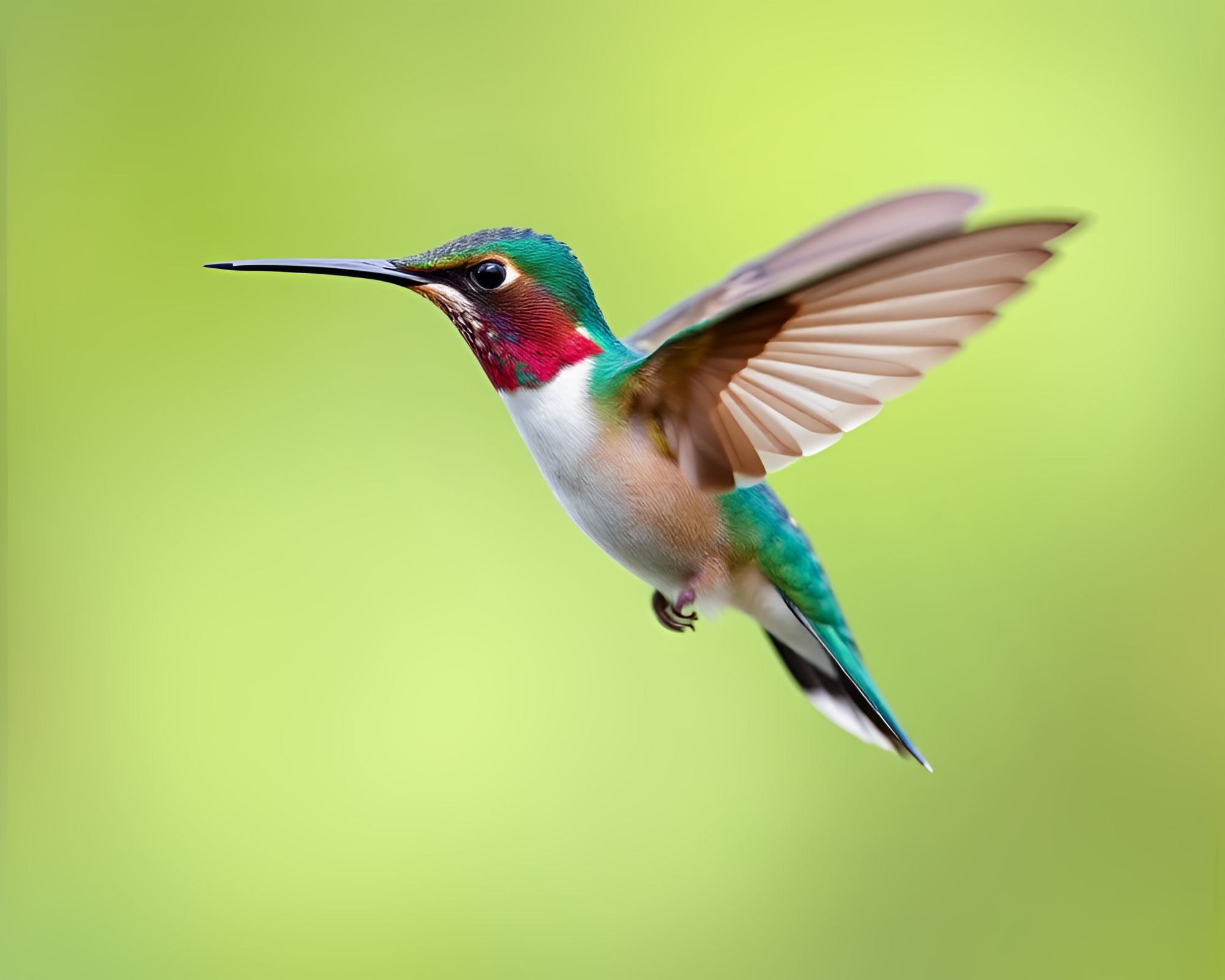 Teal Serenity: Hummingbird in Pan Motion Blur – free AI stock image
