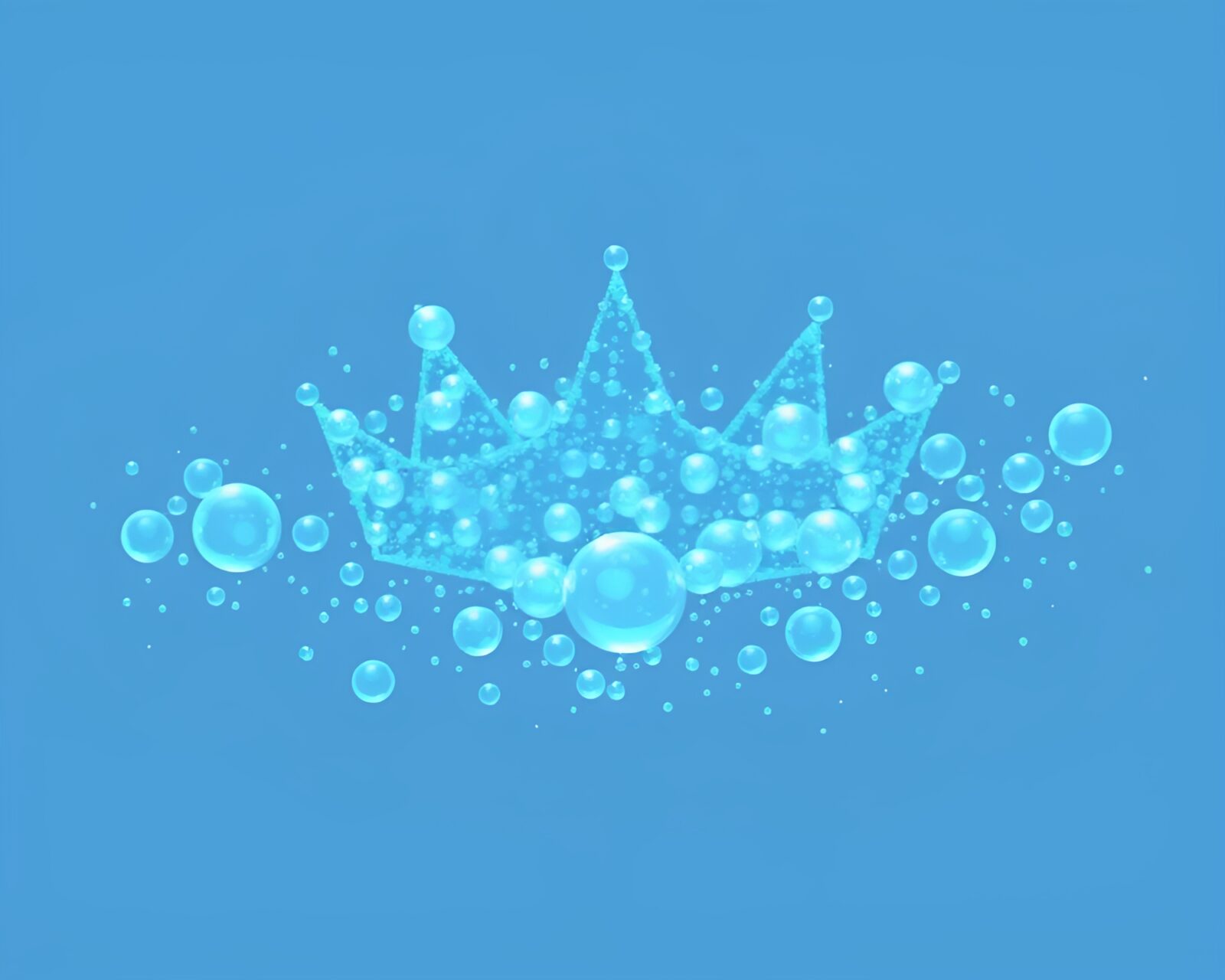 Crown-shaped bubbles surrounded by icy-blue tint in ASCII style