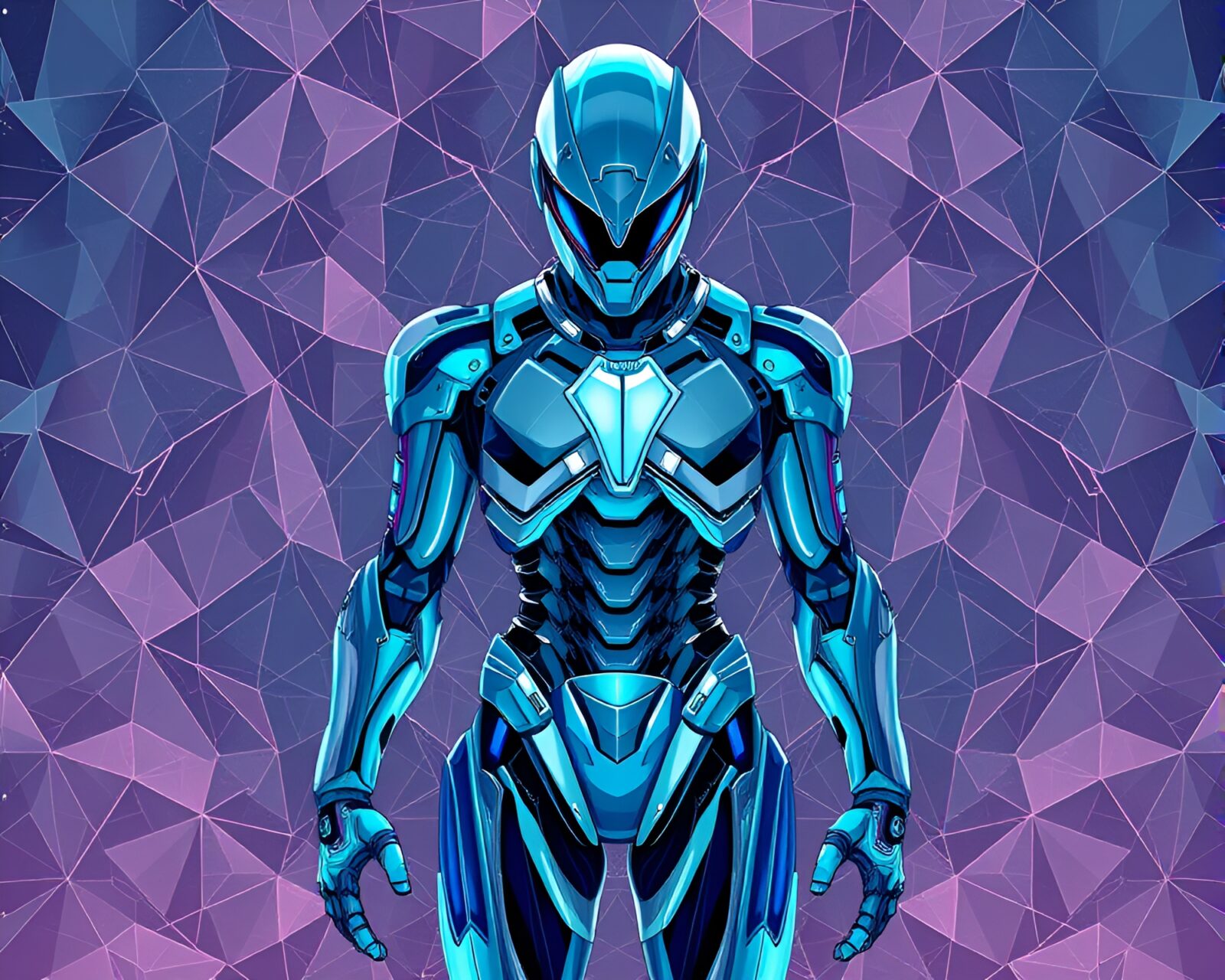 Sleek exoskeleton design with intricate geometric patterns in crystal clarity