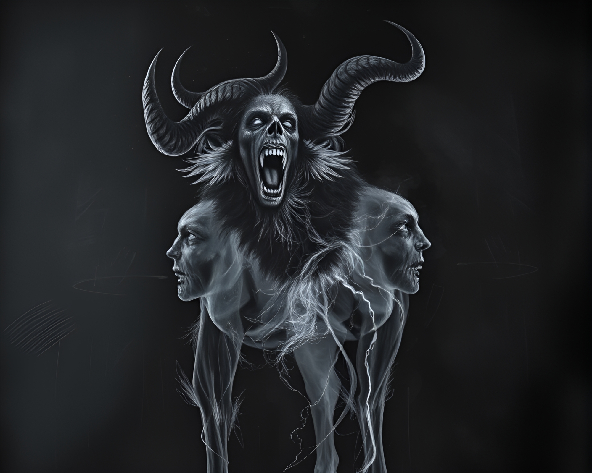 Satyr Shadow: Chalkboard Doube Exposure Art – free AI stock image