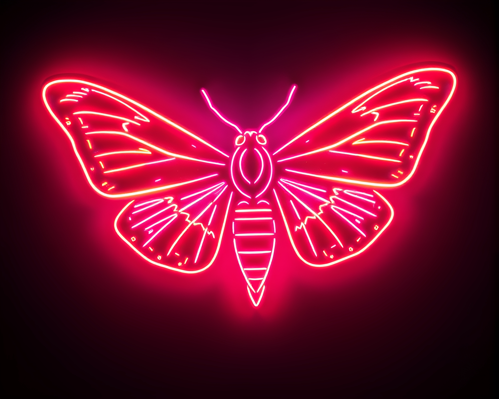Neon Moth Etched in Pixelated Light – free AI stock image