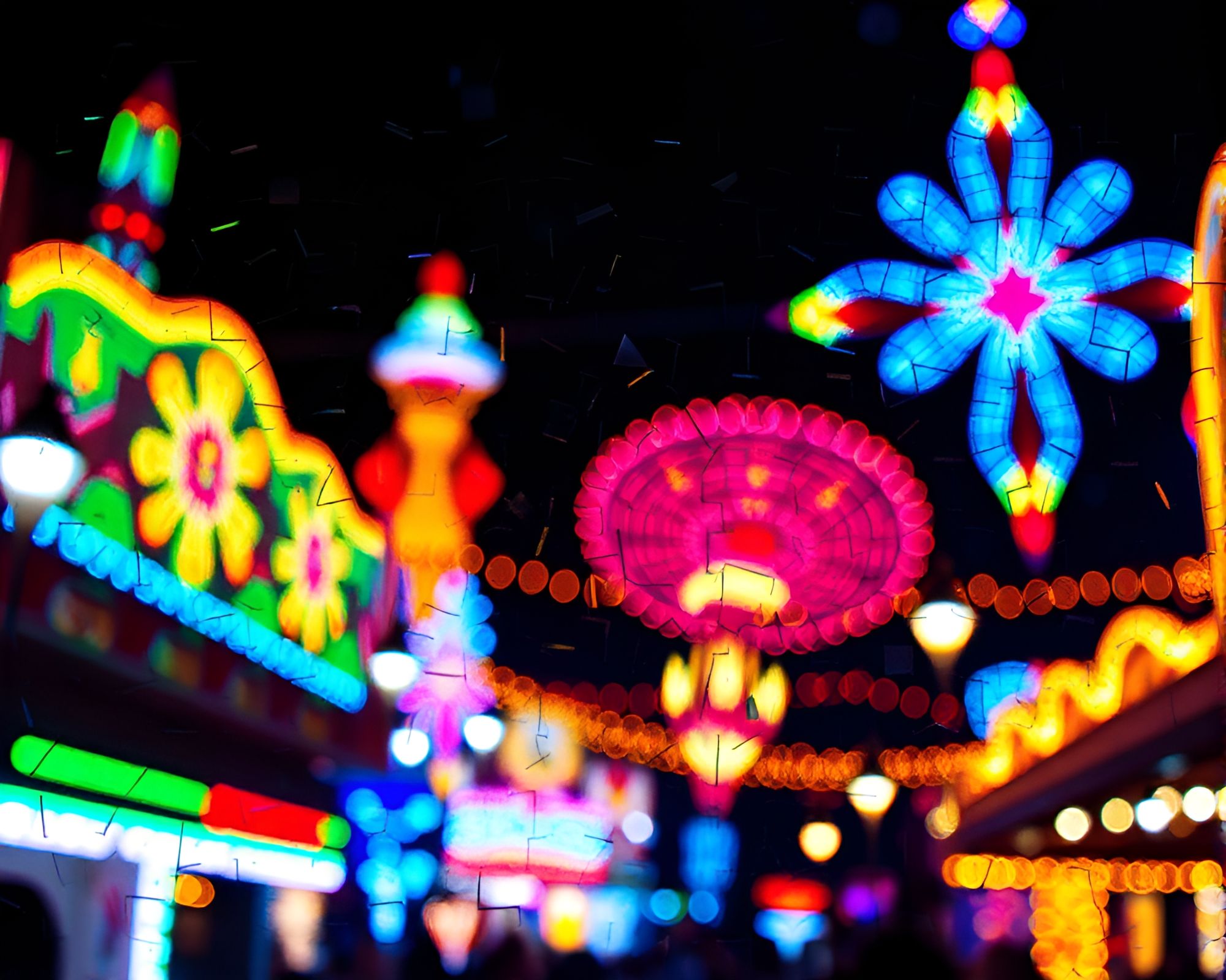 Futuristic Jetpack Carnival: Stained Glass Mosaic Fantasy – free AI stock image