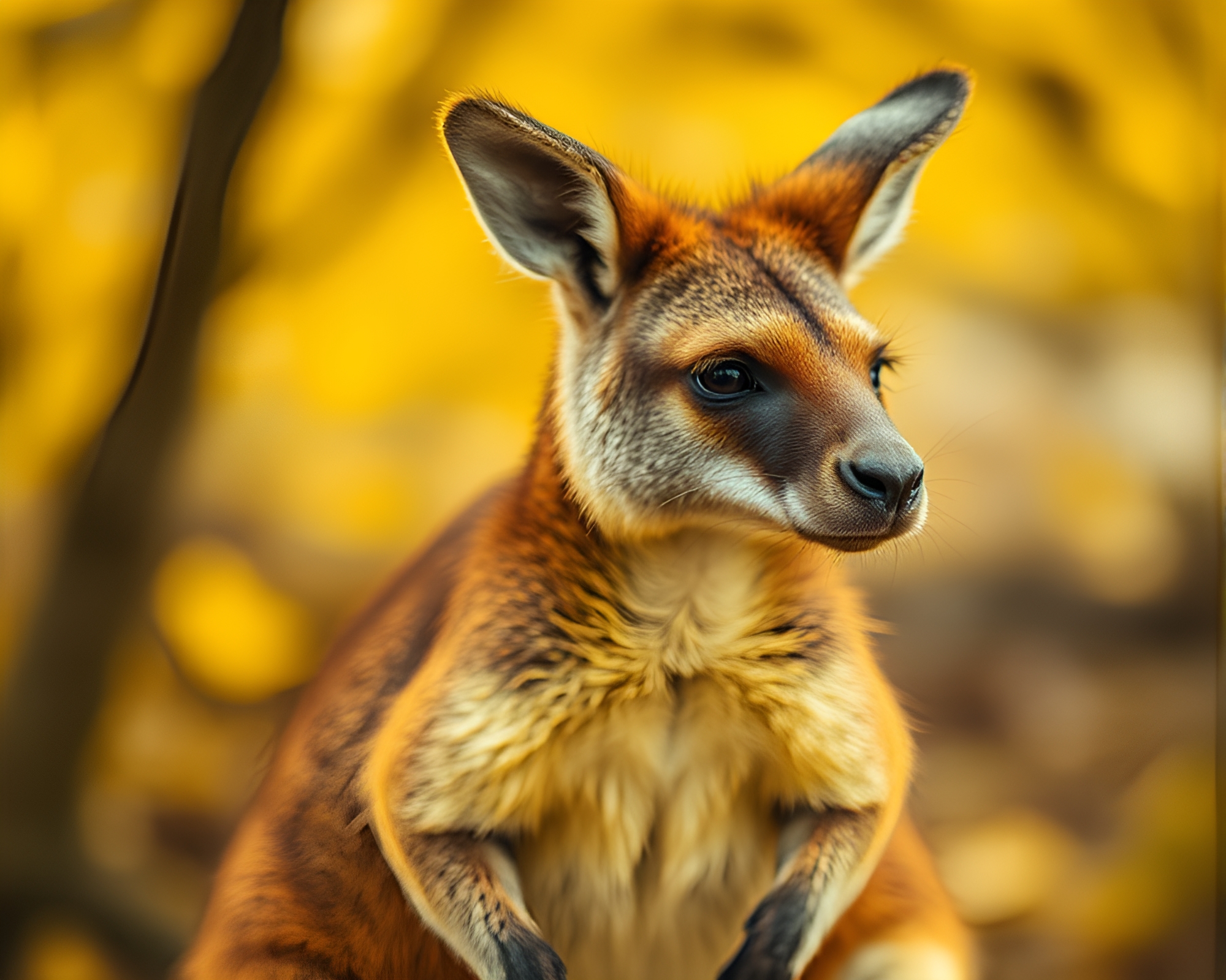 Curious Kangaroo in Lemon Duotone – free AI stock image