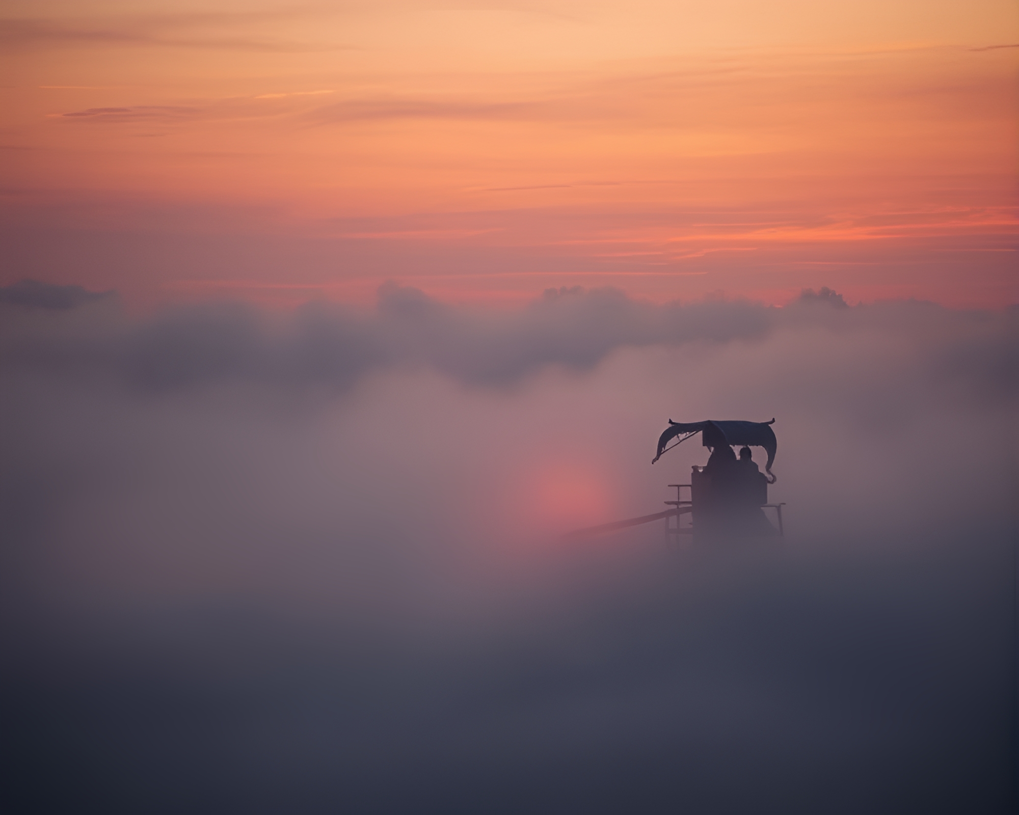Twilight Chariot Amidst Drifting Fog Gradient Mesh Art – free AI stock image