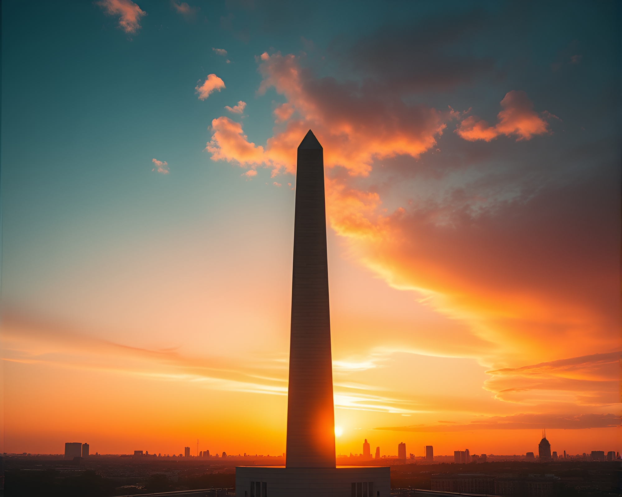 Majestic Obelisk at Sunset Bird’s Eye View – free AI stock image