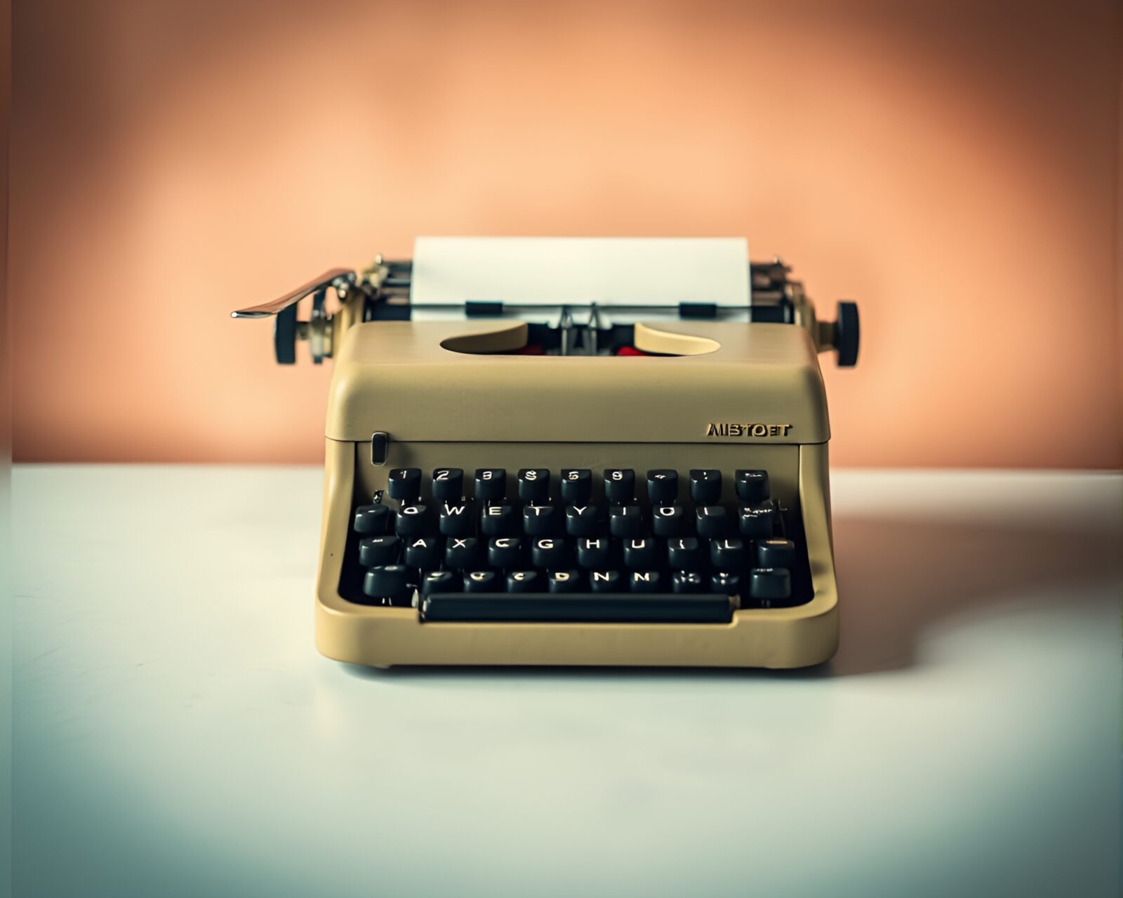 Antique typewriter with triadic color scheme in divisionism style