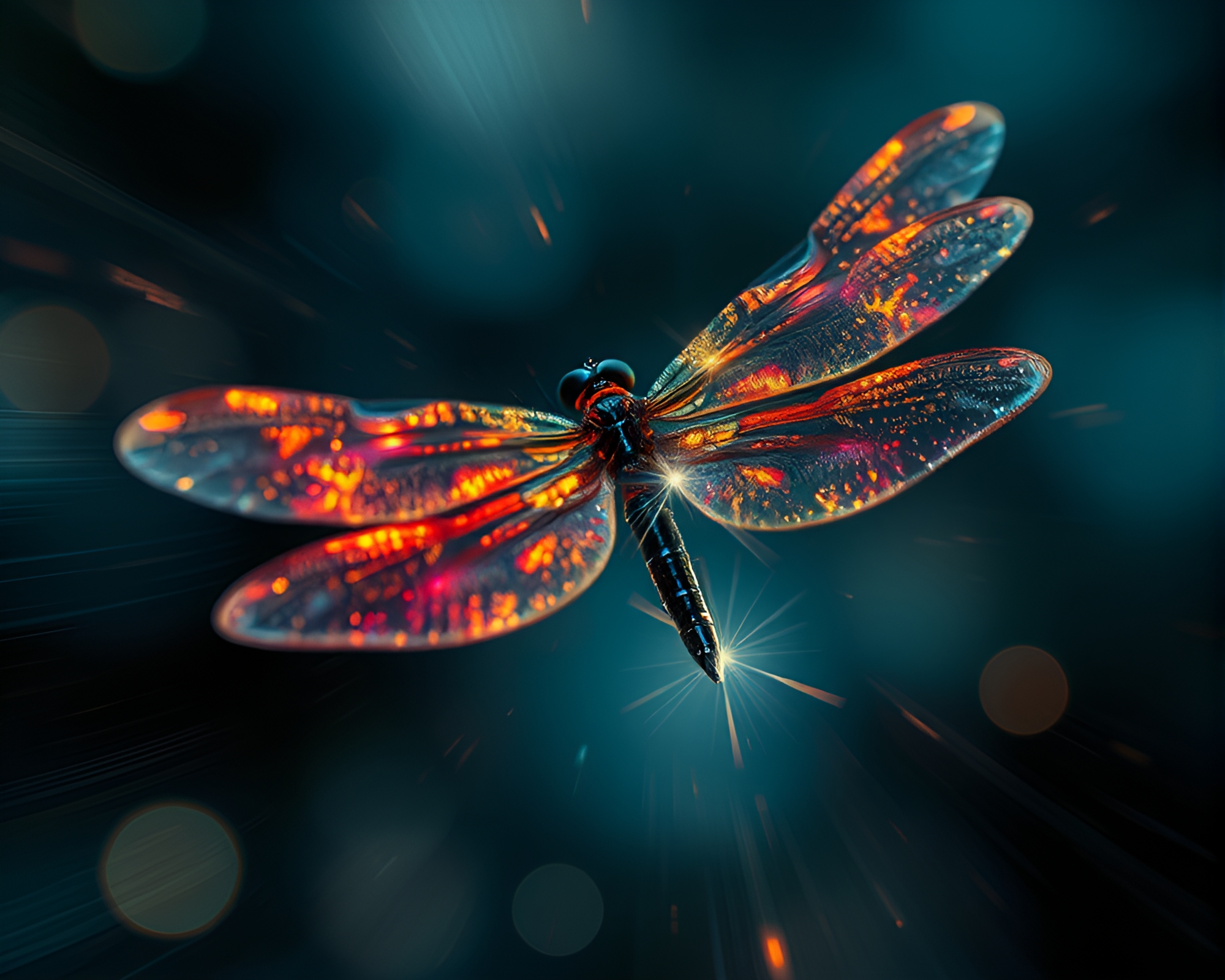 Dragonfly in Manga Motion Blur Streaks – free AI stock image