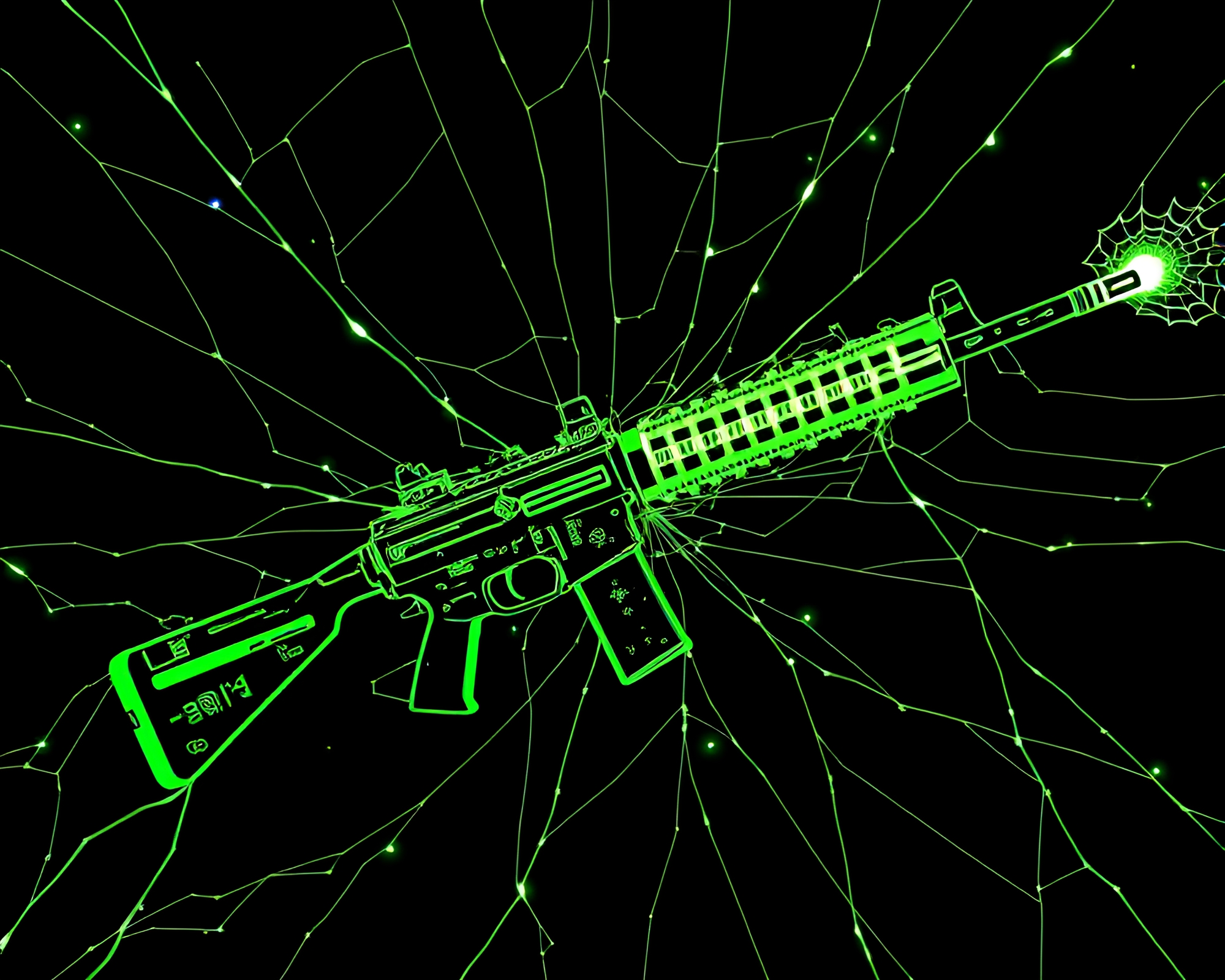 Monochrome Green Plasma Rifle in Stencil Art Style – free AI stock image