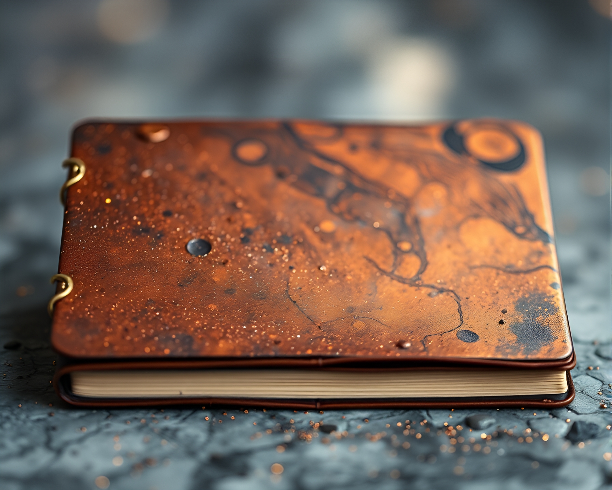 Bronze Dream Journal Entry in Cosmic Dust – free AI stock image