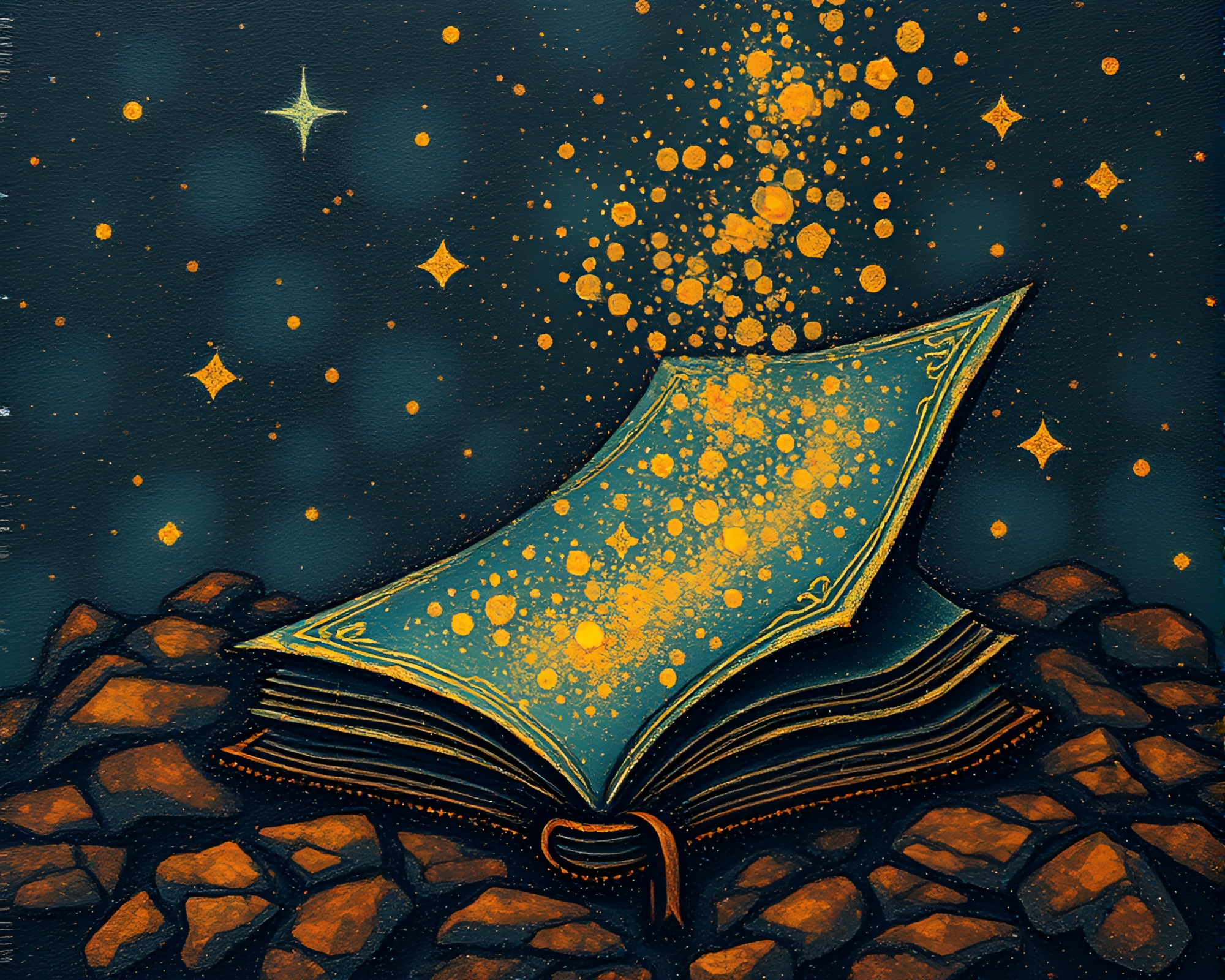Enchanted Book in Volcanic Ash Haunting Vision – free AI stock image