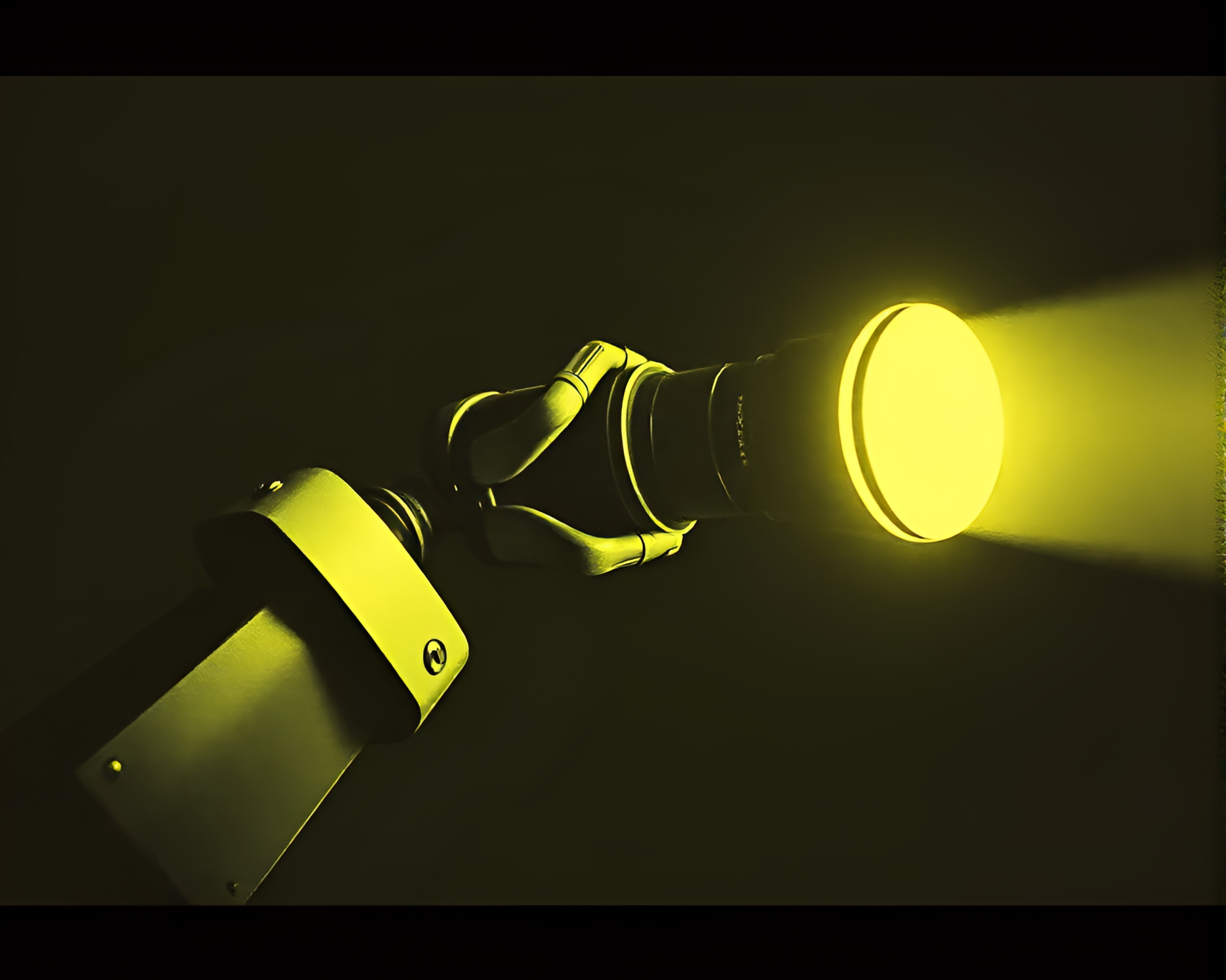 Robotic Arm in Vintage Dungeon Lighting – free AI stock image