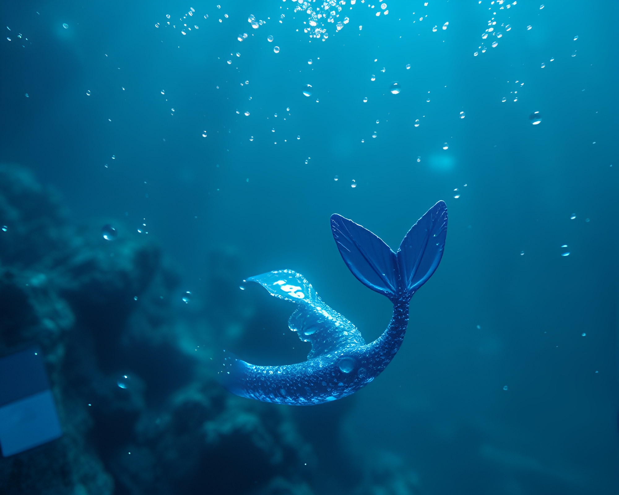 Sapphire Mermaid’s Medical Illustration Wide Shot – free AI stock image