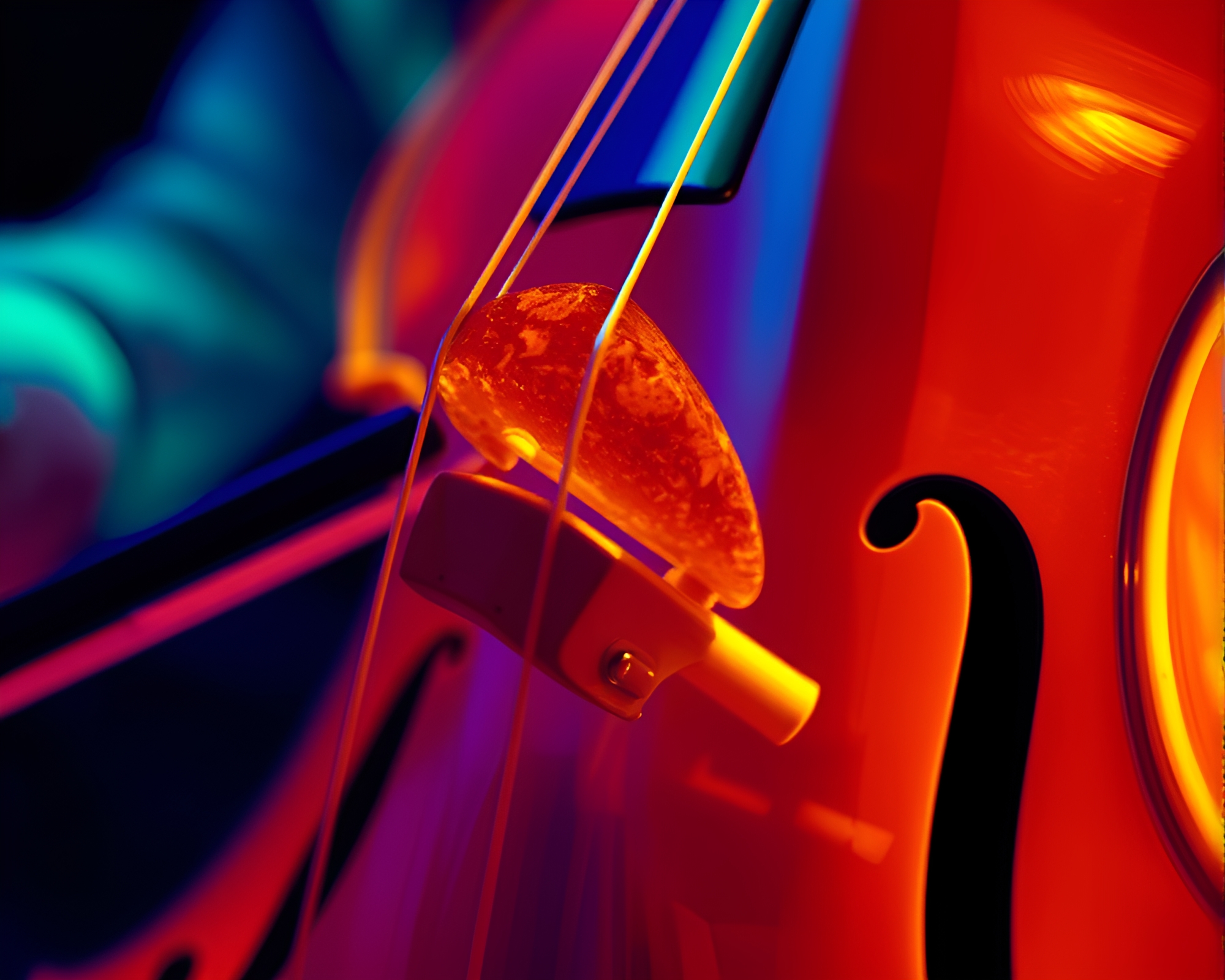 Intense Cello Close-Up in Thermal Motion Blur – free AI stock image