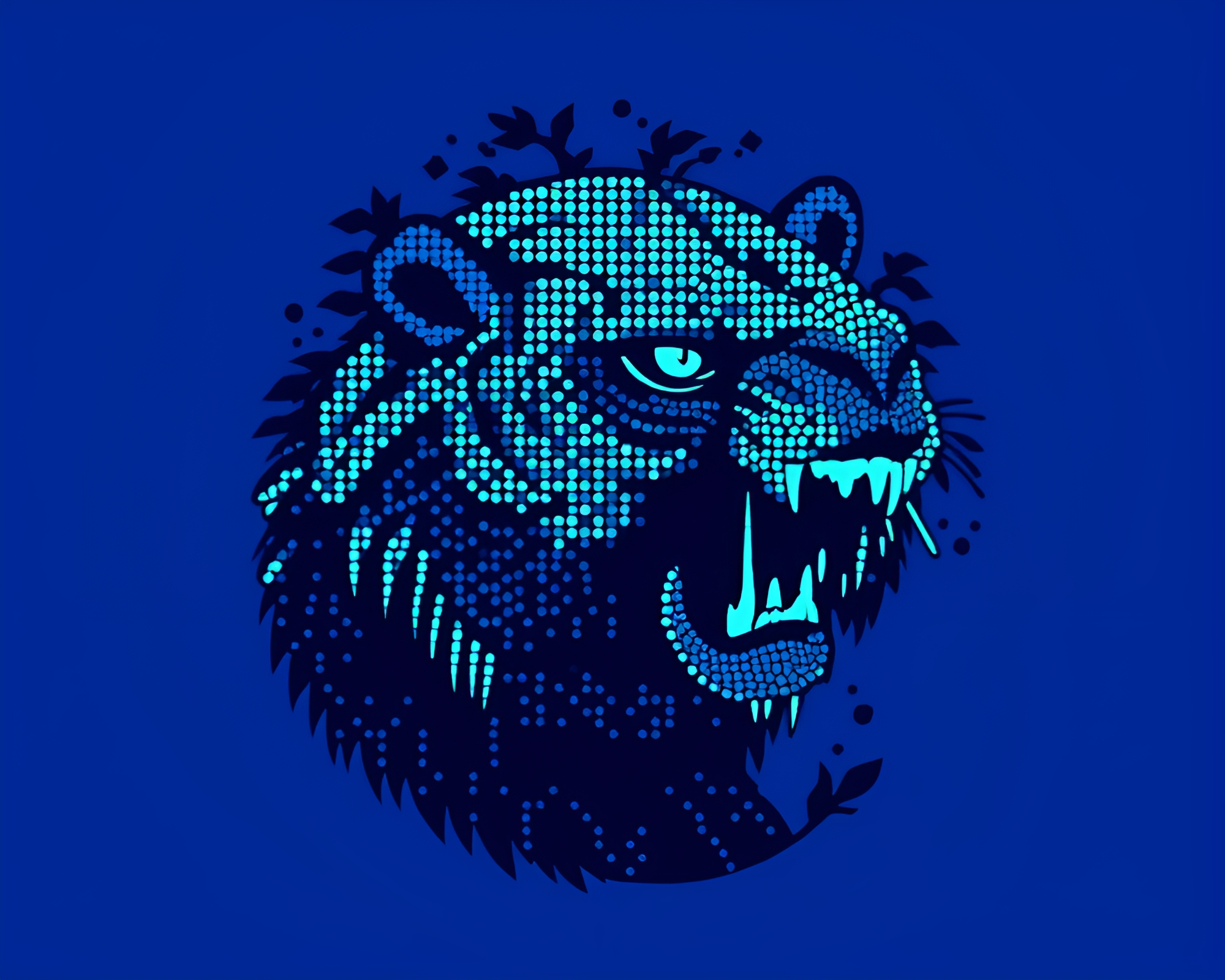 Sapphire Jungle Landscape in Flat Design Dot Matrix – free AI stock image