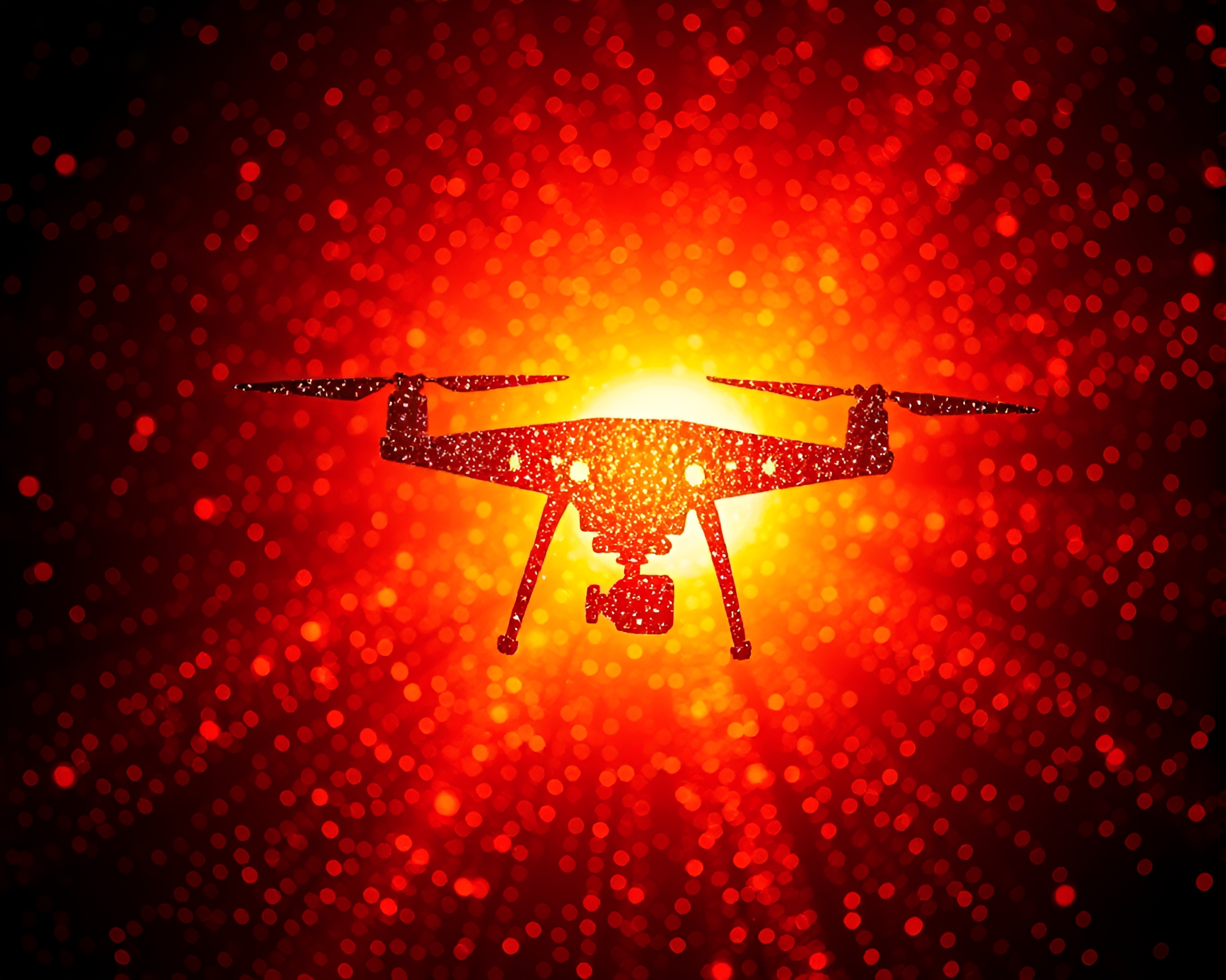 Infrared Drone Captures Solar Flare Glow Pointillism – free AI stock image