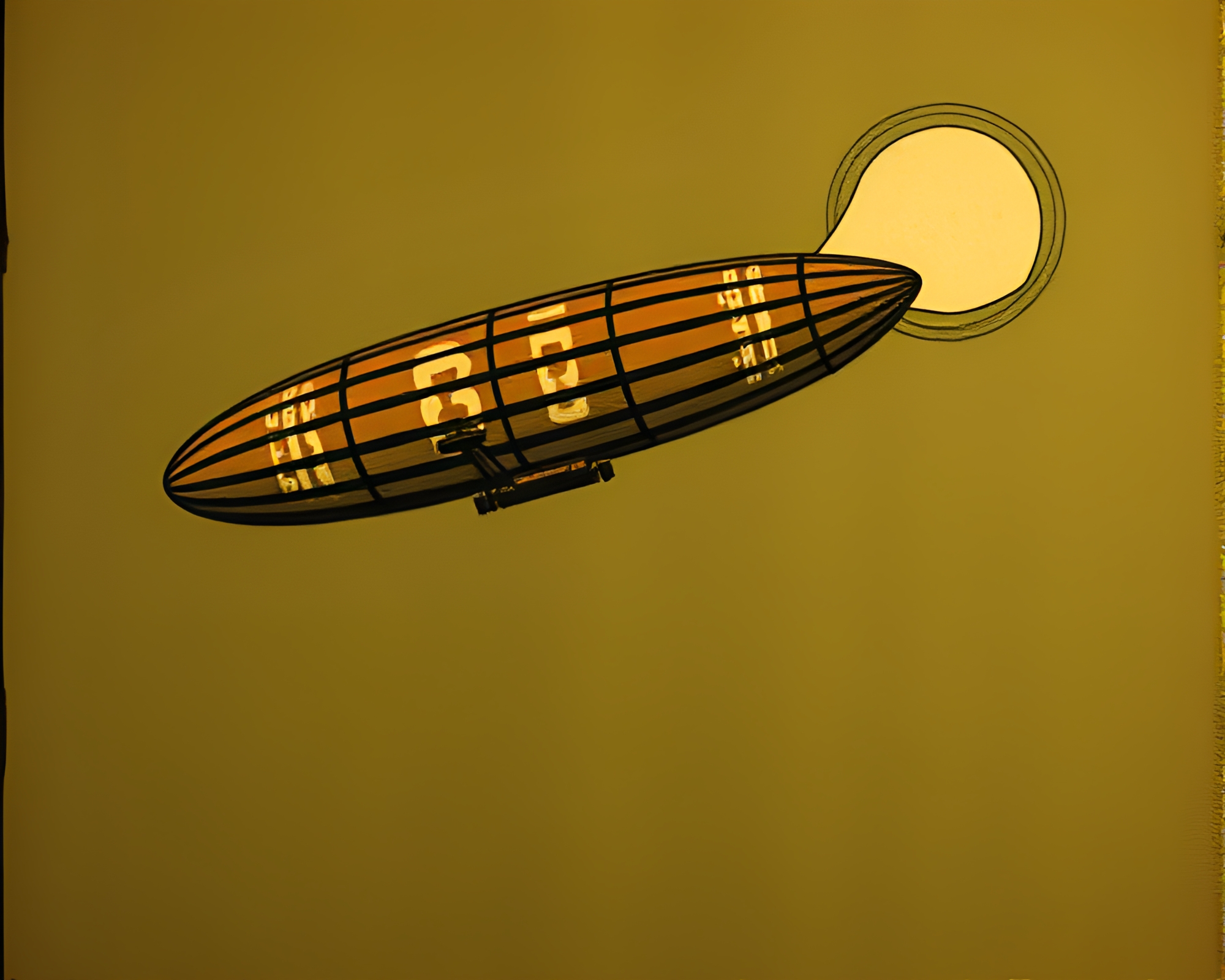 Zeppelin in Lithographic Wood Grain Universe – free AI stock image