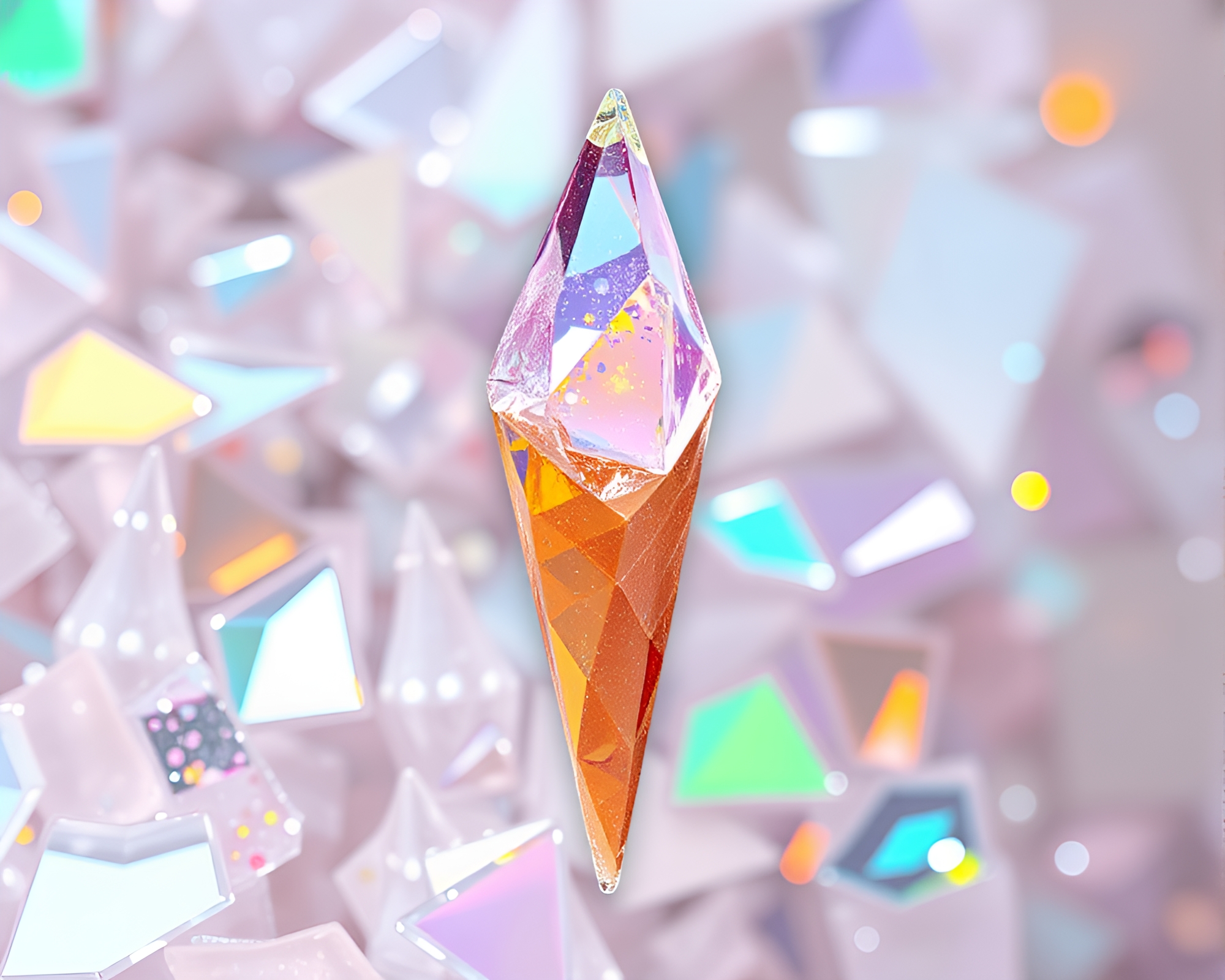 Glass Shards Gelato: Topaz Pixel Art Delight – free AI stock image