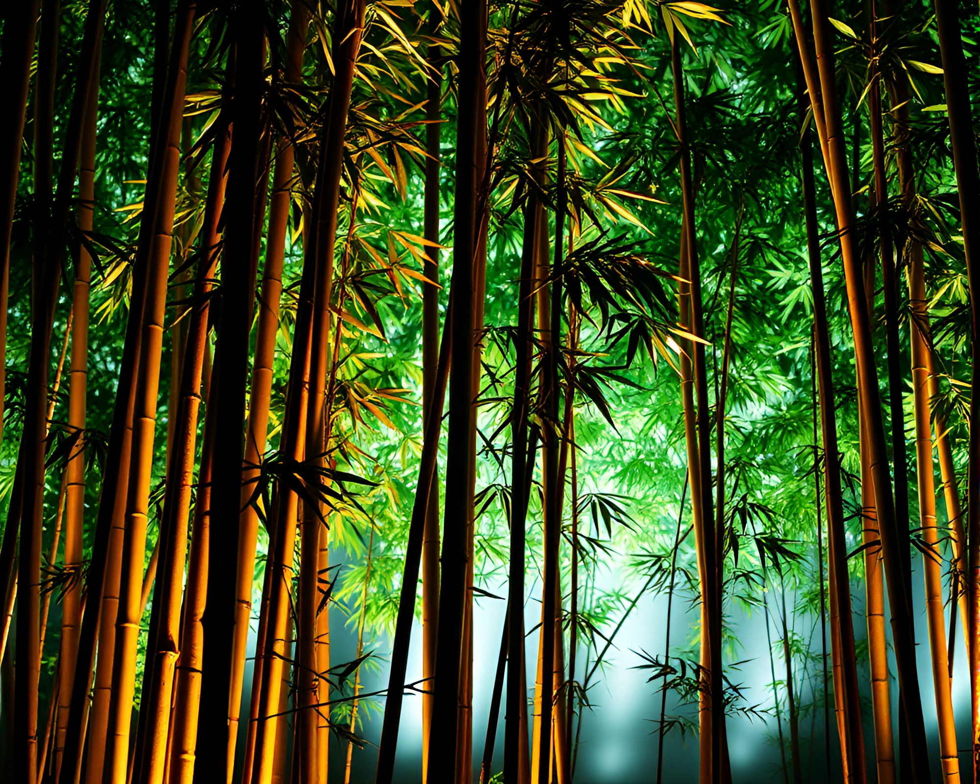 Bronze Patina Bamboo Grove Silhouette Theatre – free AI stock image