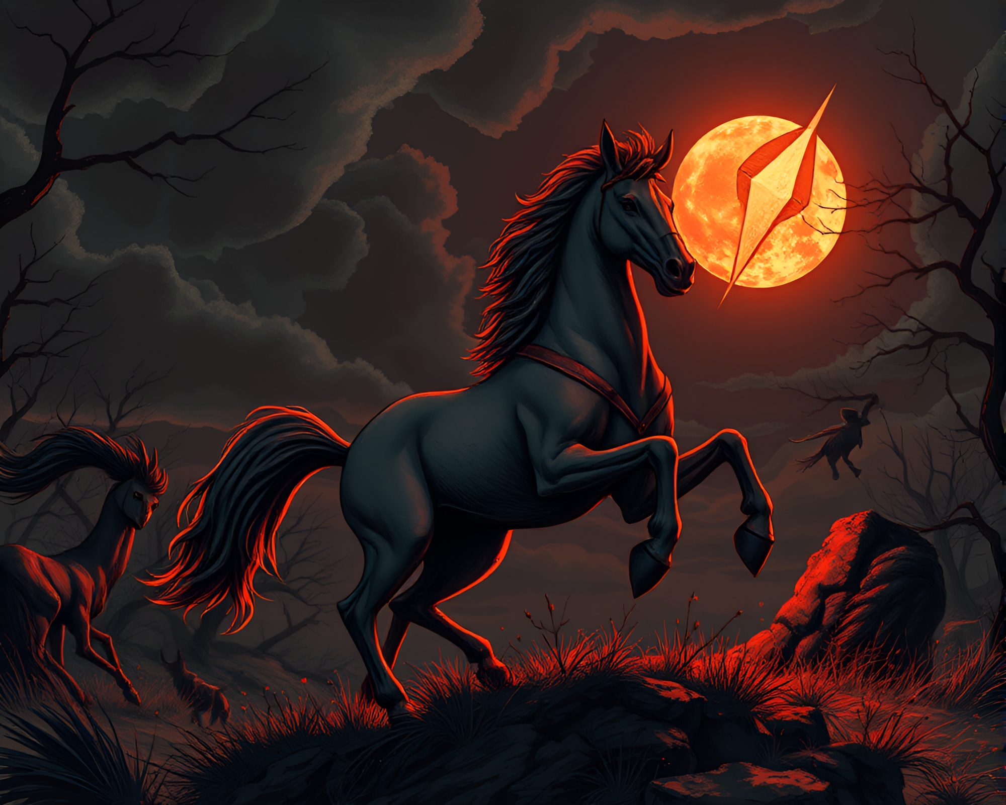 Necromantic Centaur in Dutch Angle Graphic Novel Scene – free AI stock image