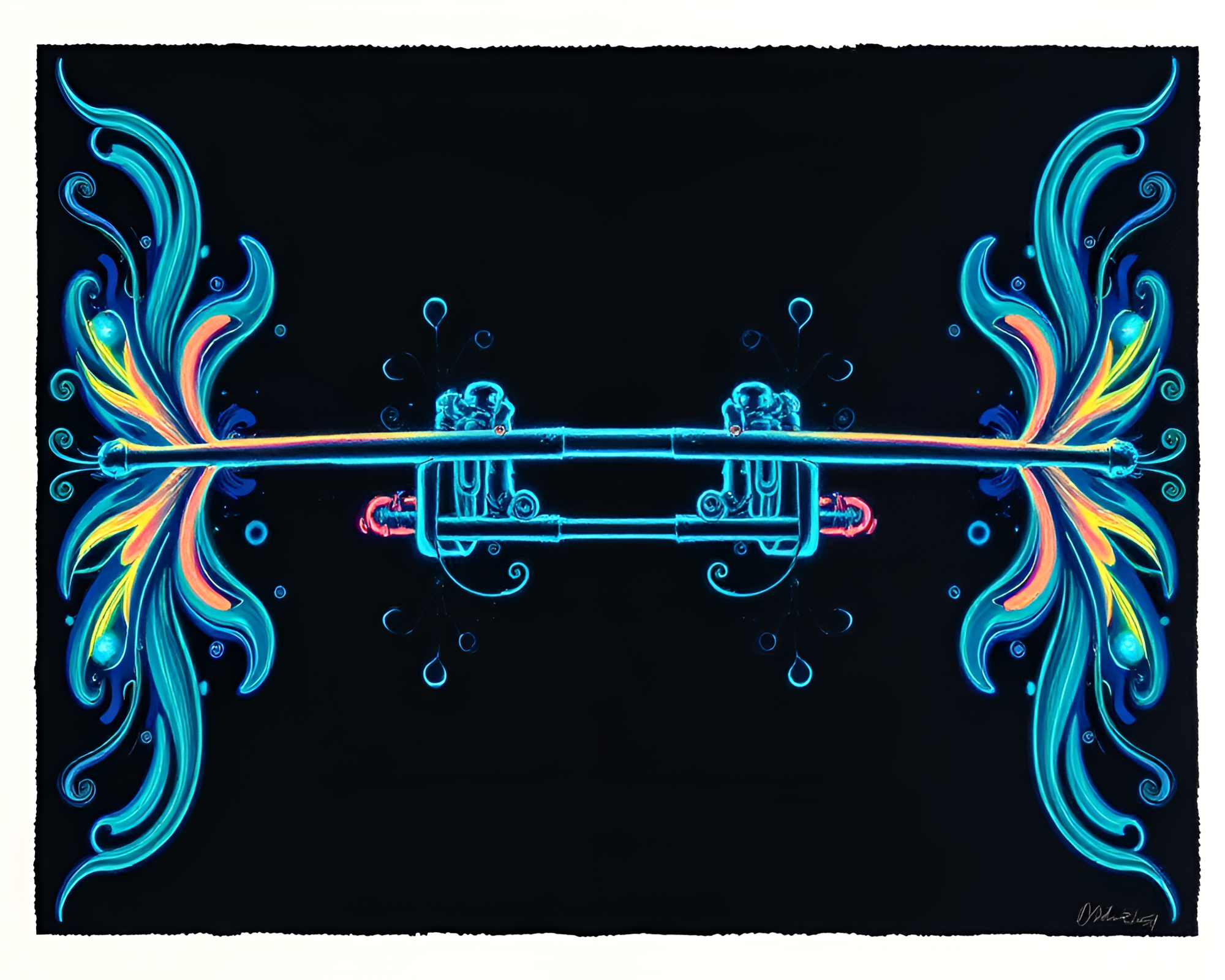 Bioluminescent Trumpet Symphony Gouache Painting – free AI stock image