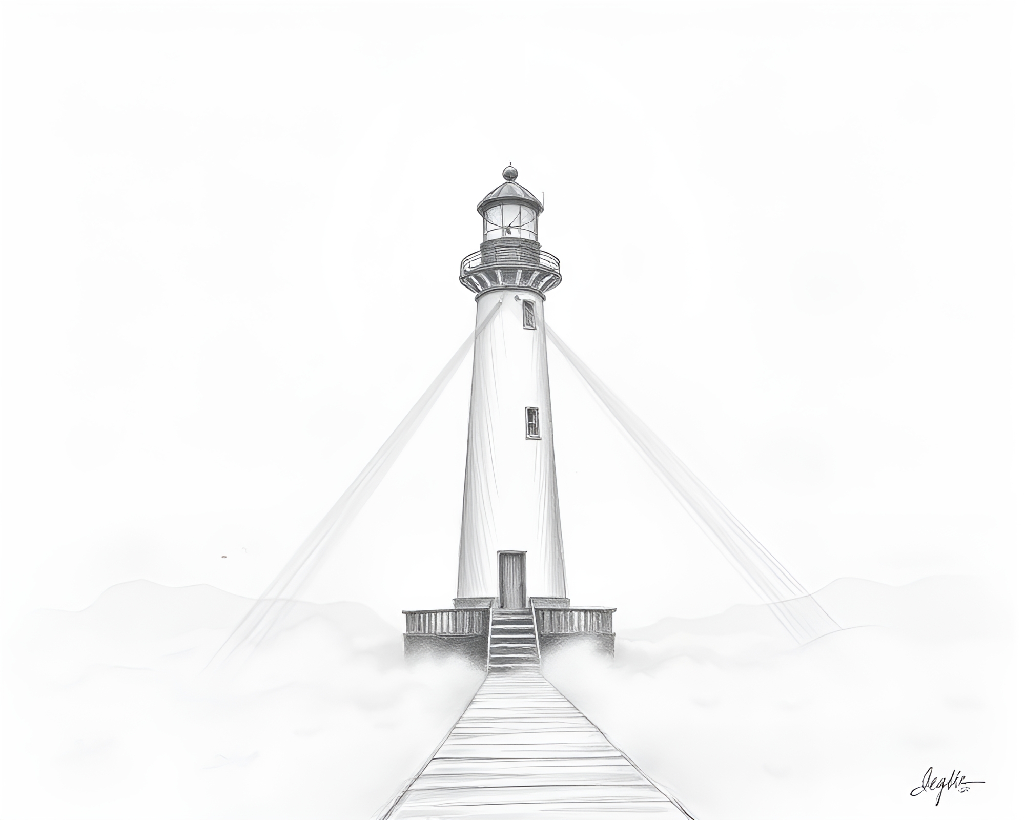 Mysterious Fog at Abandoned Lighthouse – free AI stock image
