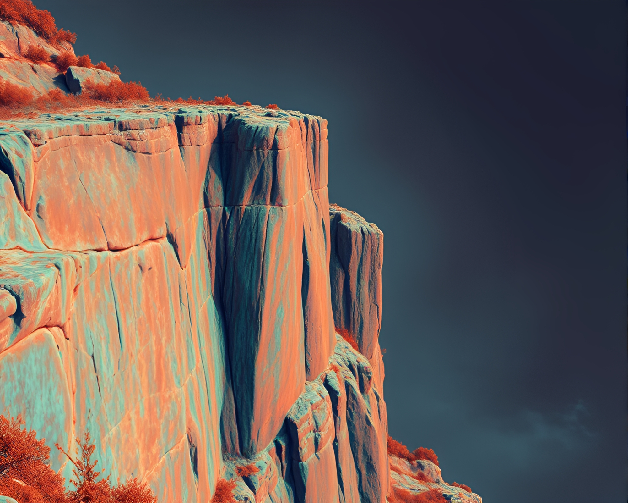Copper Cliff Glowing with Infrared Warmth – free AI stock image
