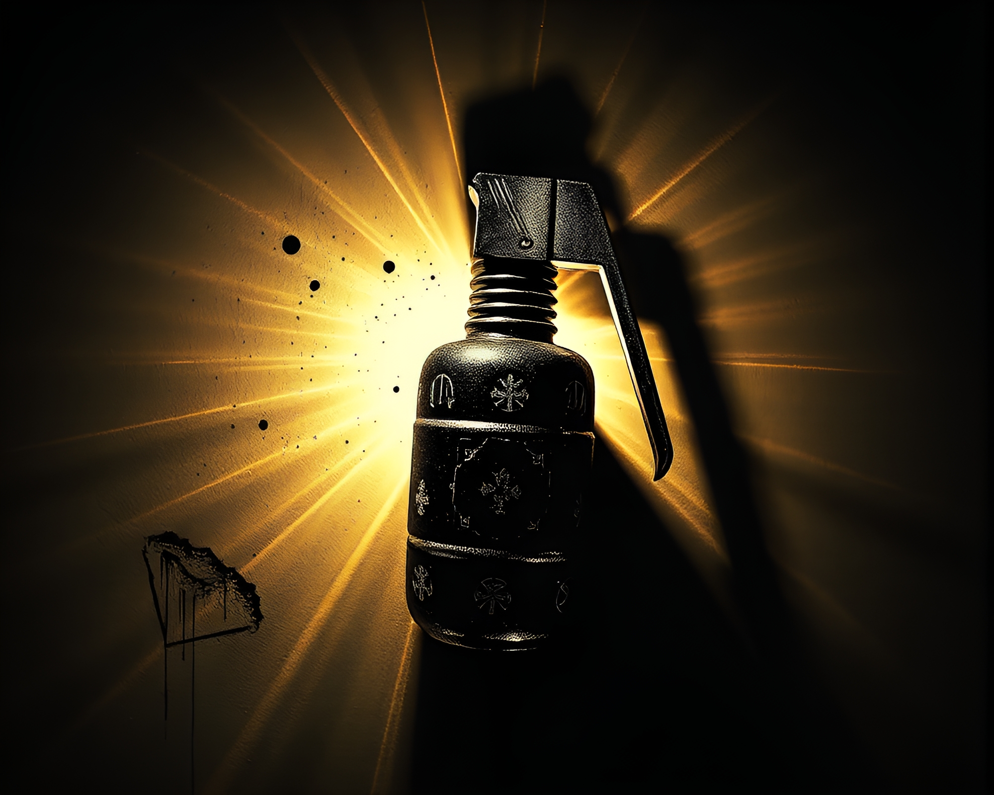 Pop Art Antimatter Grenade Engraved Details Composition – free AI stock image