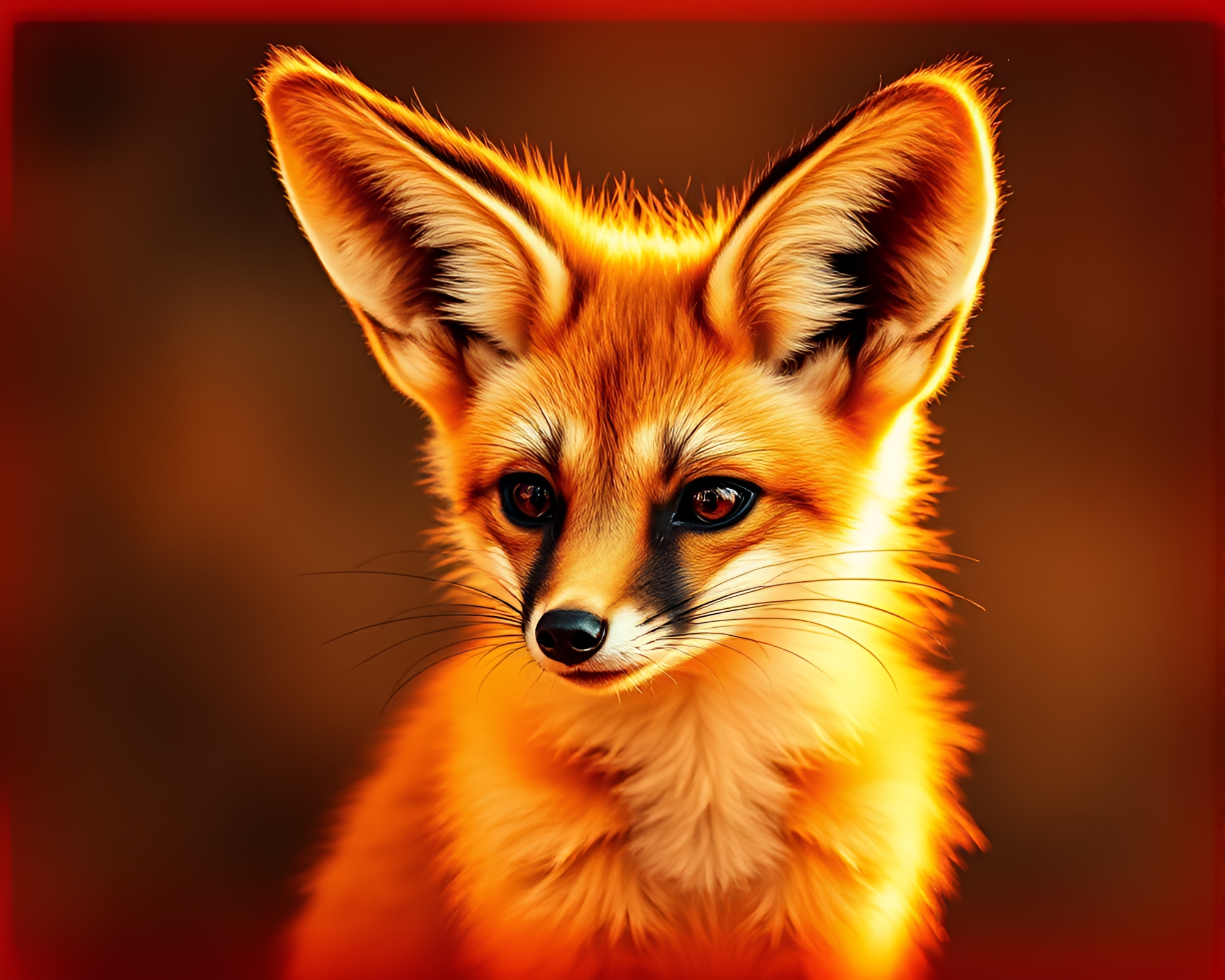 Fennec Fox in Crosshatched Film Strip Border Artwork – free AI stock image