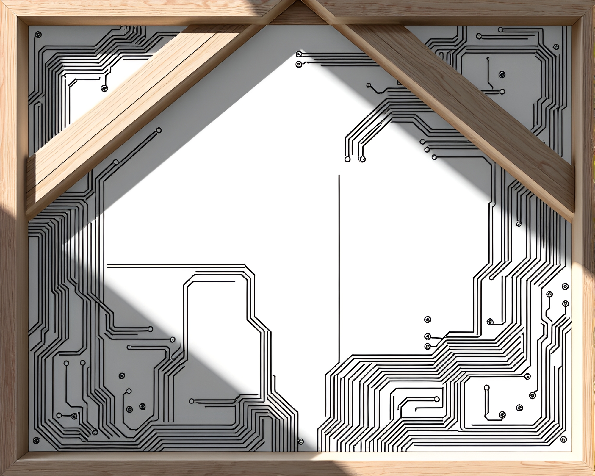 Circuit Board Wonderland: Shadowy Frameception – free AI stock image