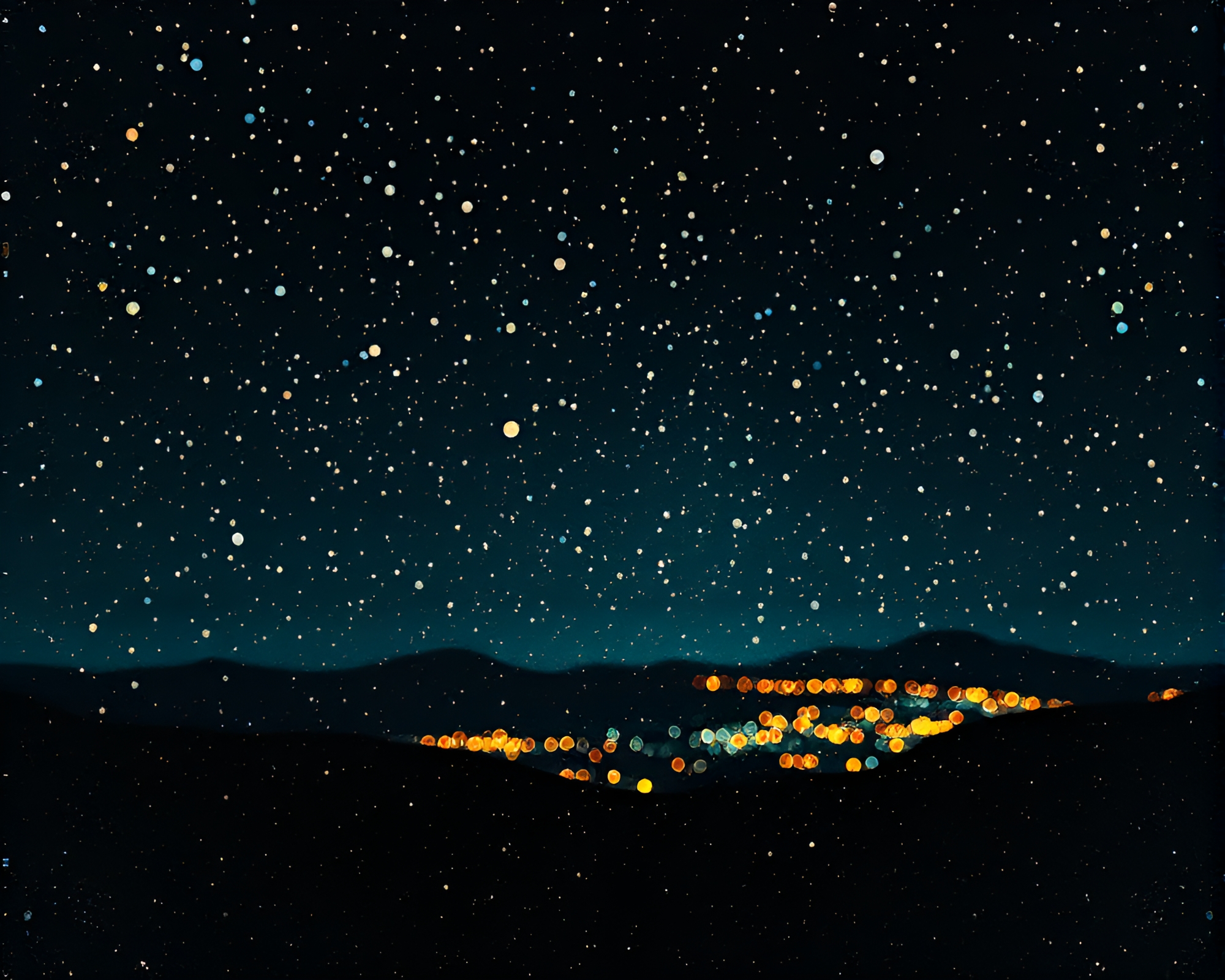 Satellite Surveillance: Pointillist Underpainting – free AI stock image