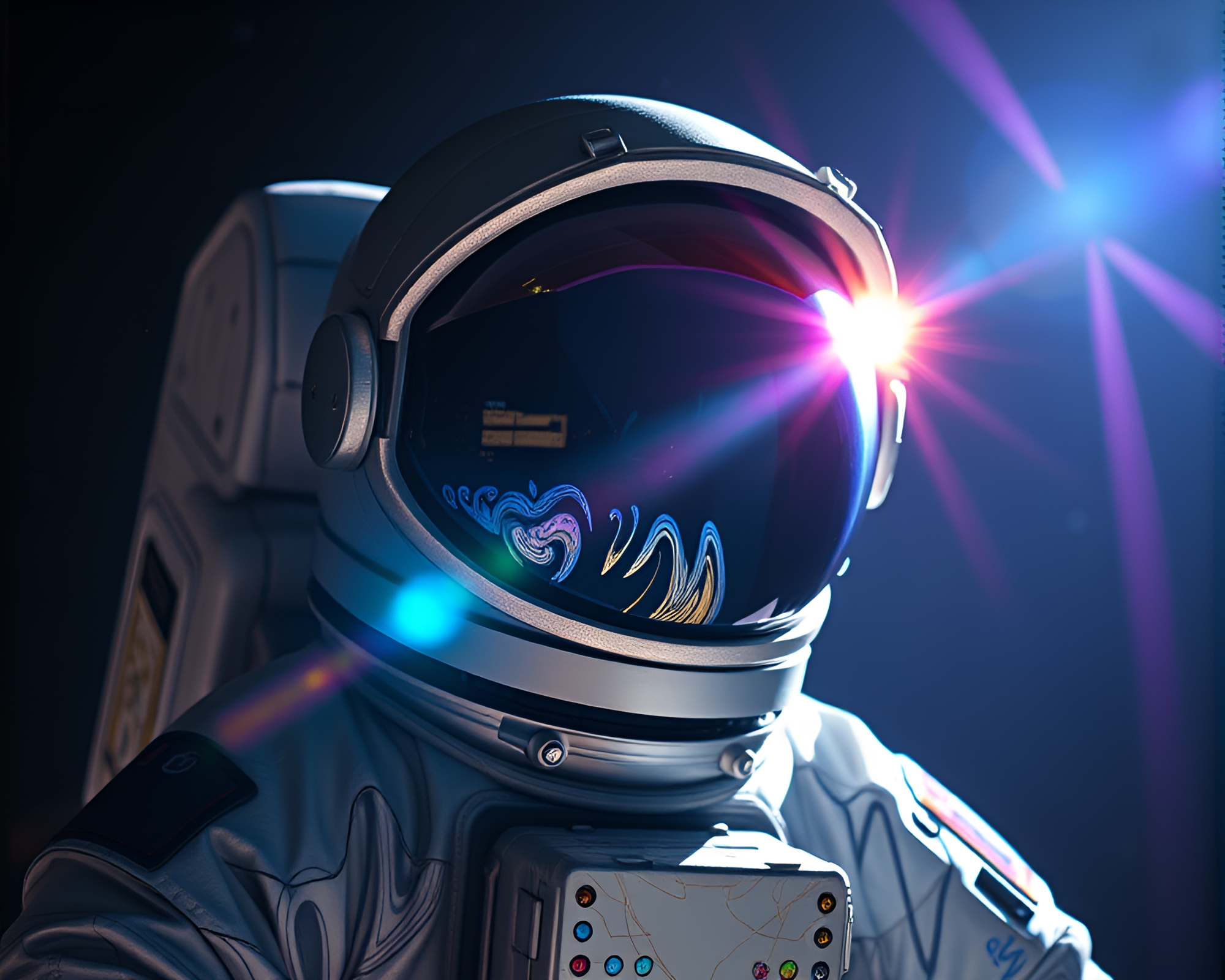 Astronaut in Iridescent Backscatter Flare – free AI stock image