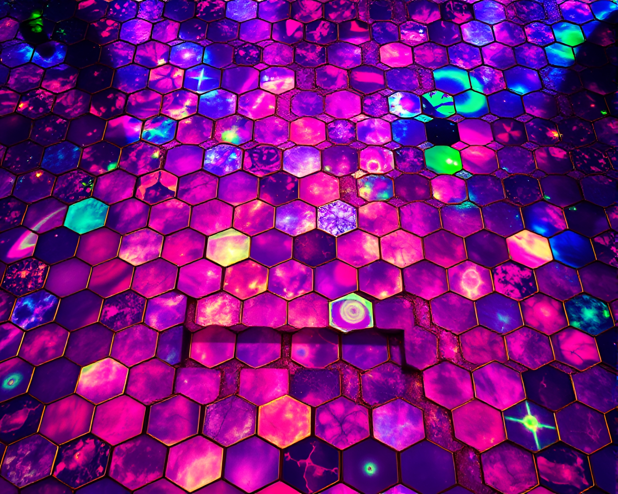 Astral Hexagonal Neon Projection Scene – free AI stock image