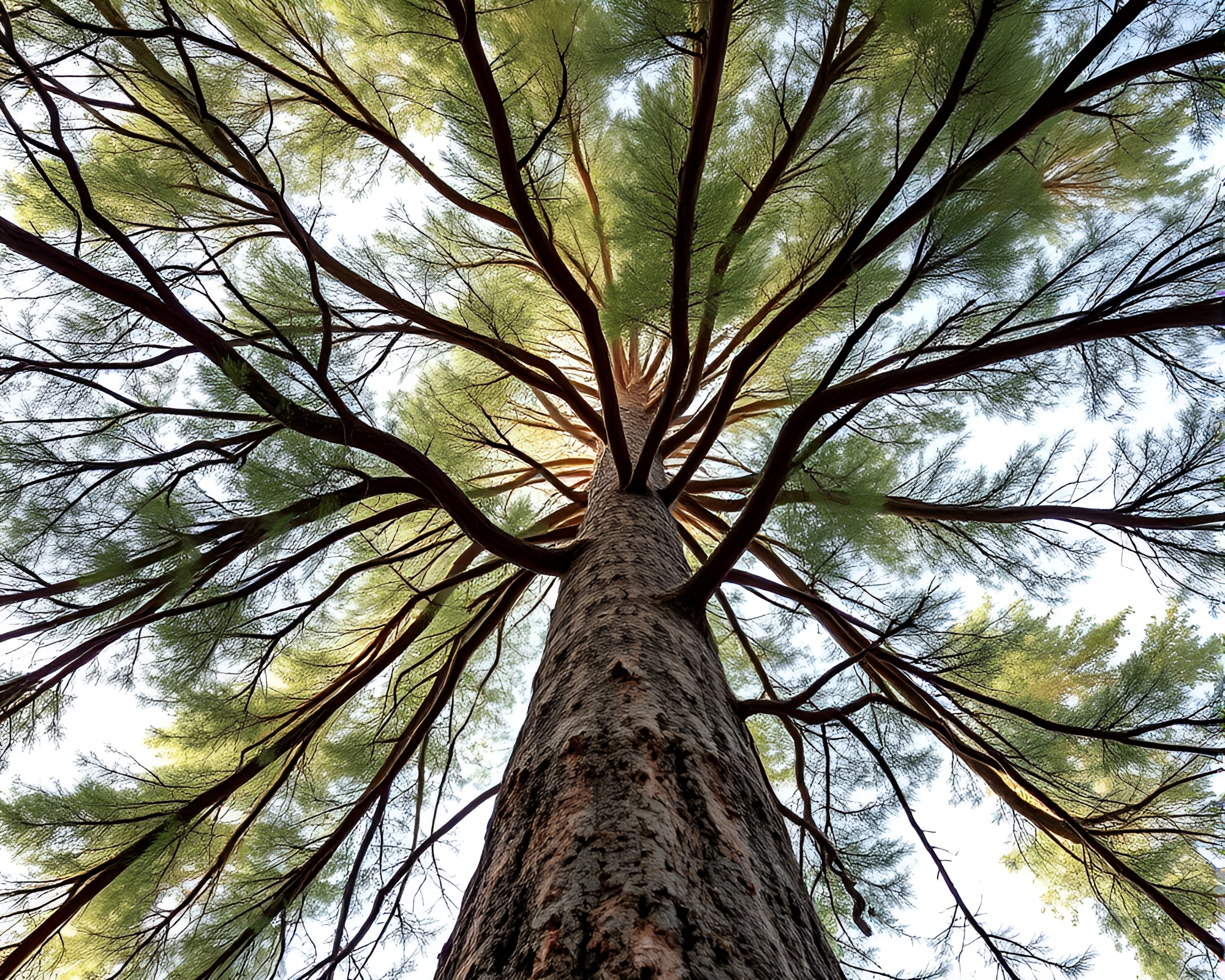 Redwood Botanical Symbiosis: A Worm’s Eye View – free AI stock image