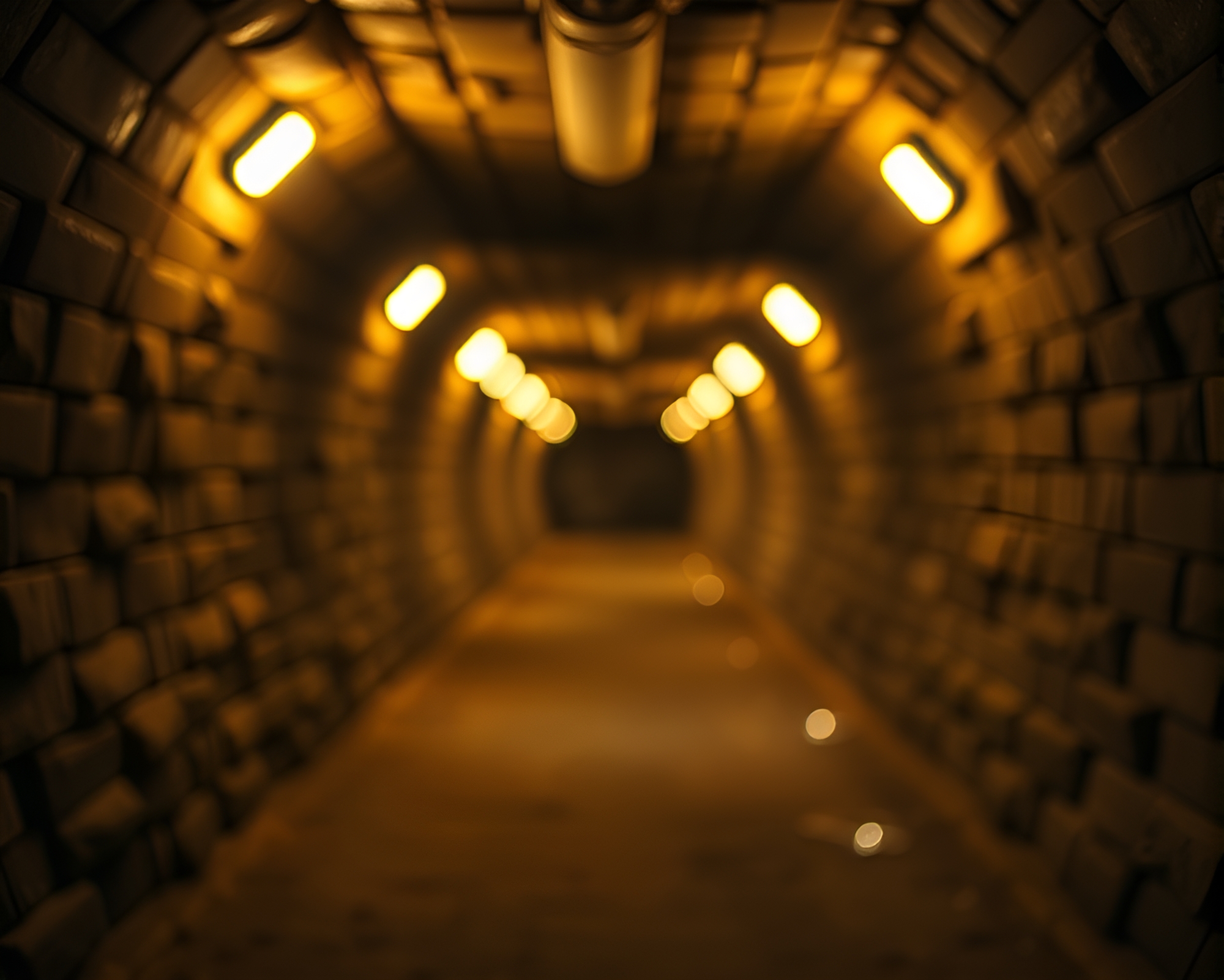 Stitched Pattern Underground Bunker with Bokeh Lights – free AI stock image