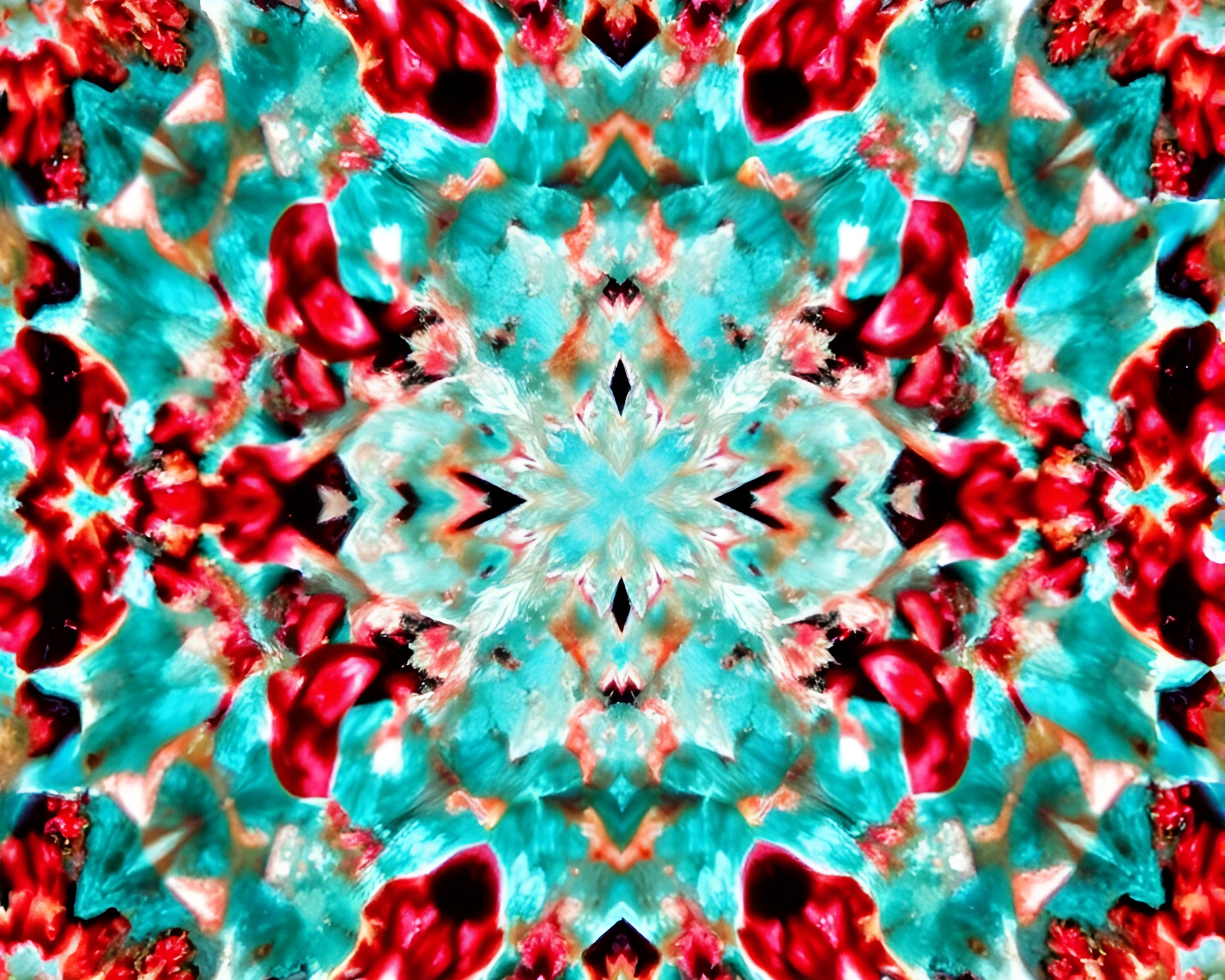 Holographic Coral Atoll Shaded in Kaleidoscope Fragments – free AI stock image