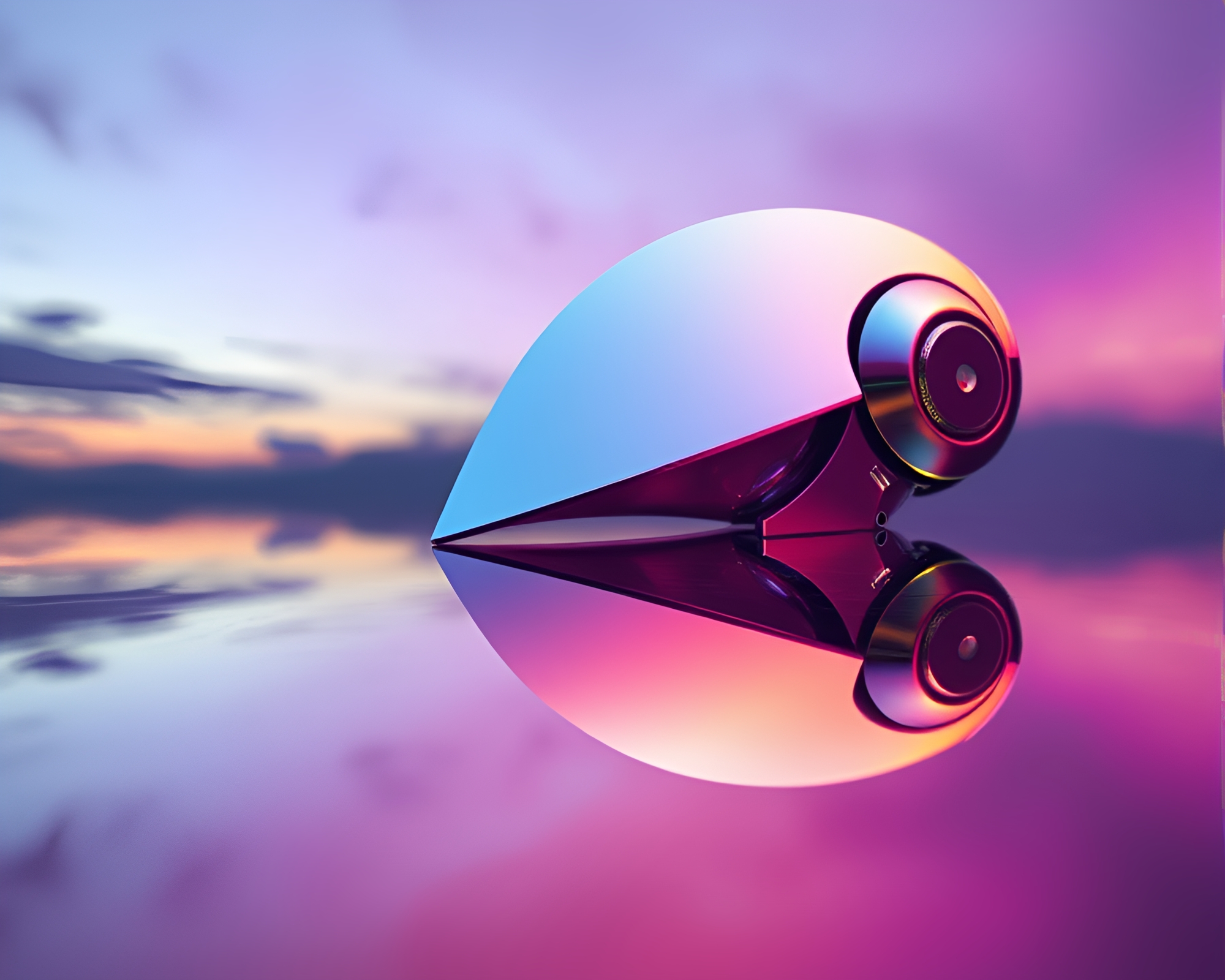 Tri-tone Robot in Aurora Shard Reflection – free AI stock image