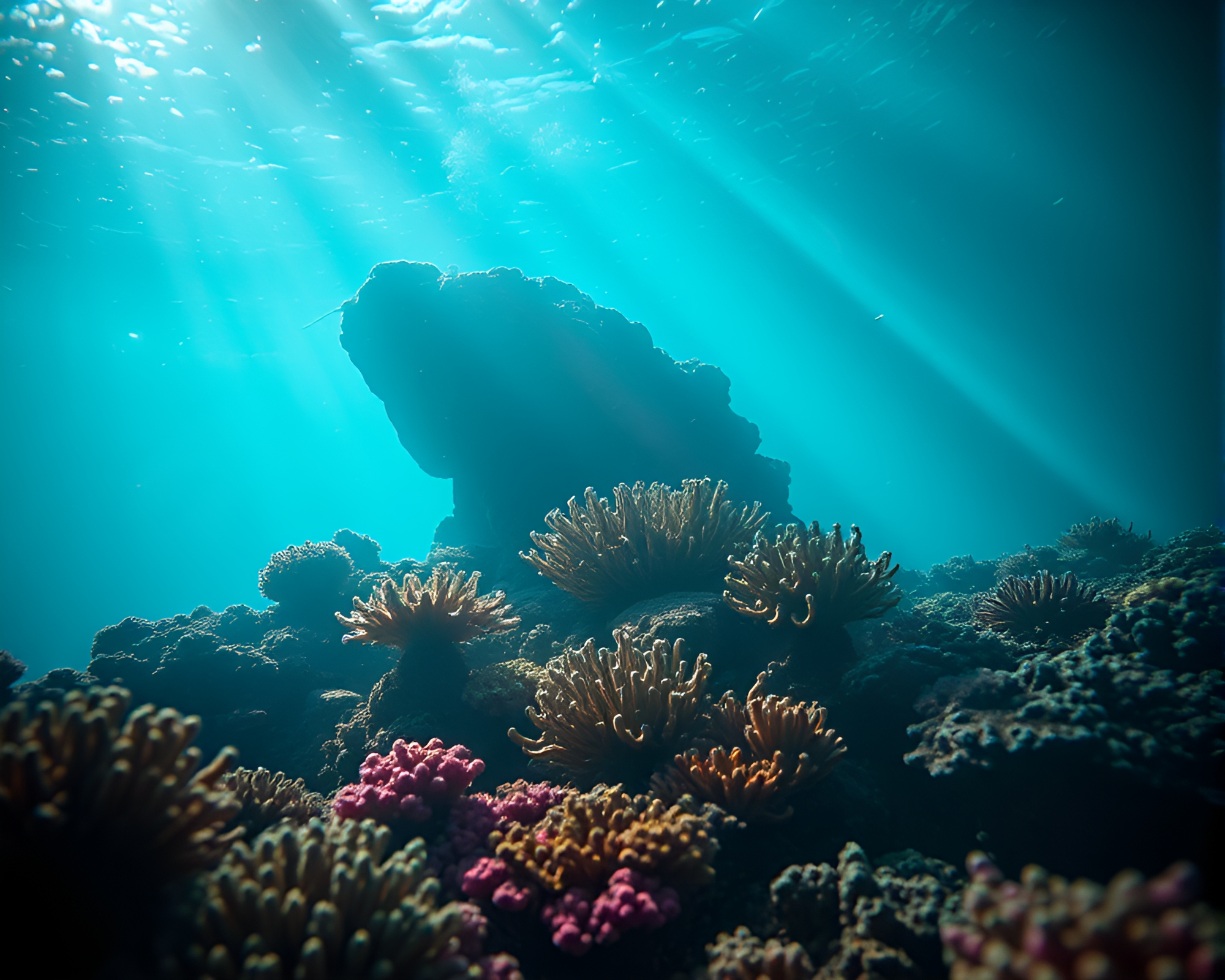 Chromatic Aberration in Reef Cathedral Light – free AI stock image