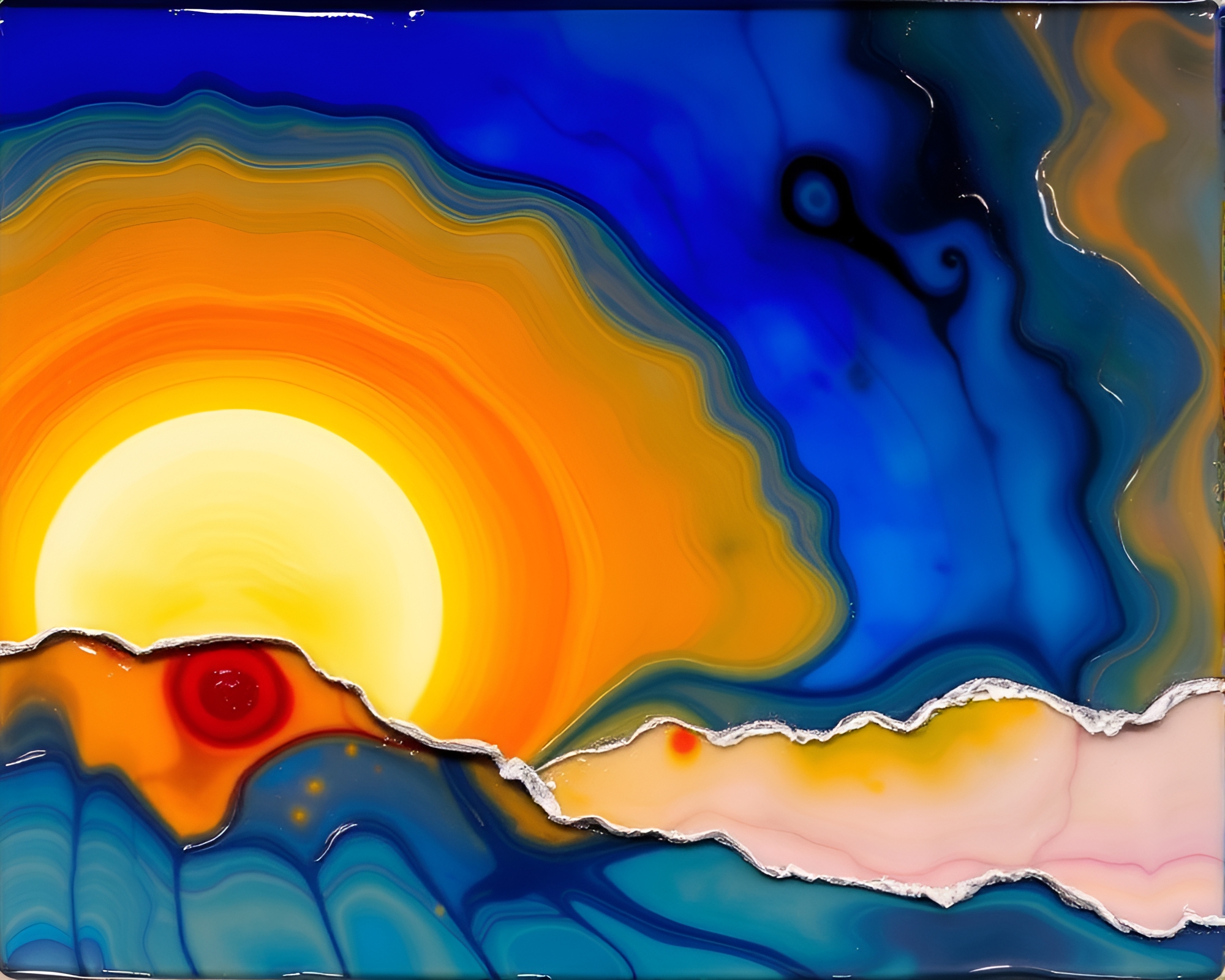 Sunset Dye Murano Glass Composition – free AI stock image