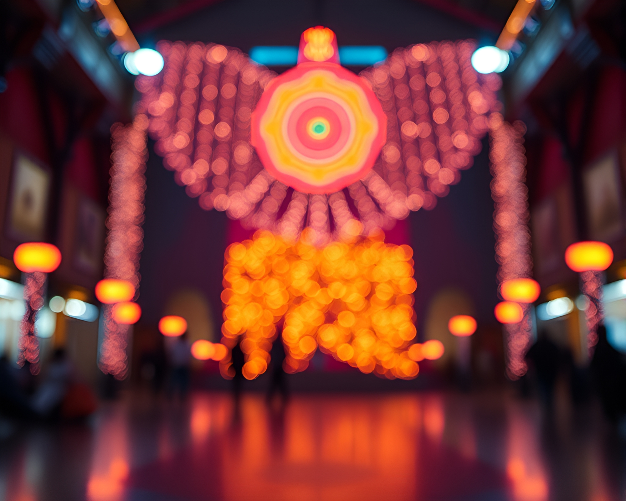 Neon Lit Golem in Center Composition – free AI stock image