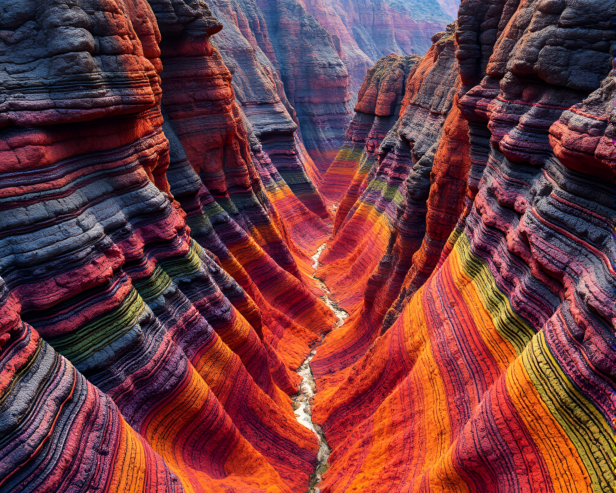 Eroded Canyon Rainbow Spectrum Calligraphy Art – free AI stock image
