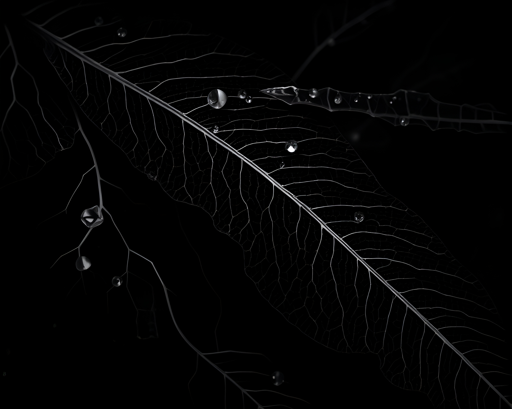 Cubist Crystal Floating in Noir Leaf Vein Jungle – free AI stock image